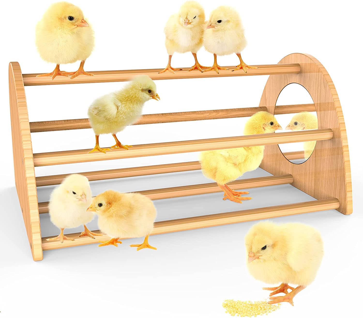 Ensayeer Bamboo Chicken Perch With Mirror, Strong Roosting Bar For Coop And Brooder, Training Perch For Large Bird, Hens, Parrot