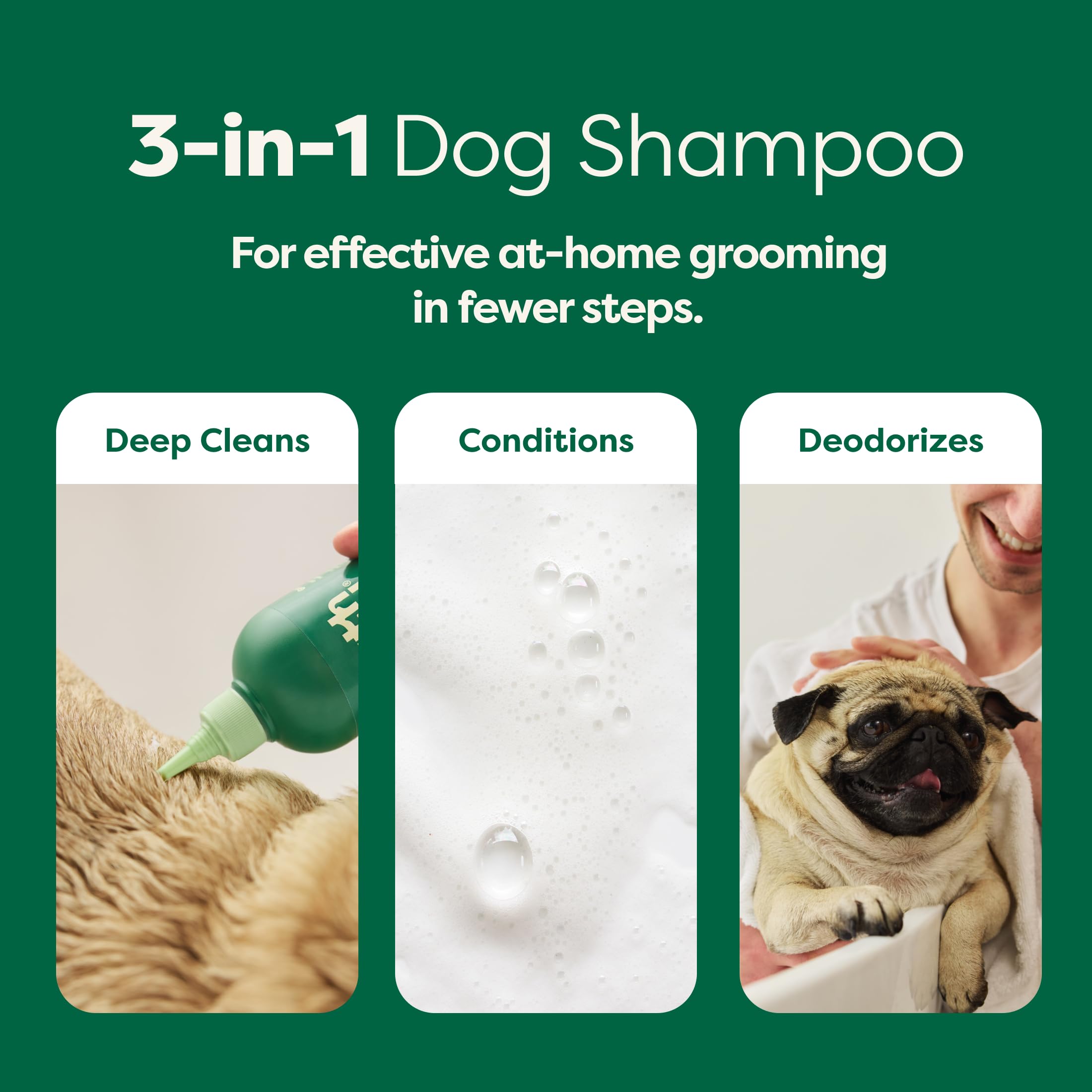 Earth Rated 3-In-1 Dog Shampoo, Conditioner And Deodorizer, For Short-Haired Dogs And Puppies To Moisturize And Tackle Shedding, Refreshing White Tea And Basil Scent, 16 Oz