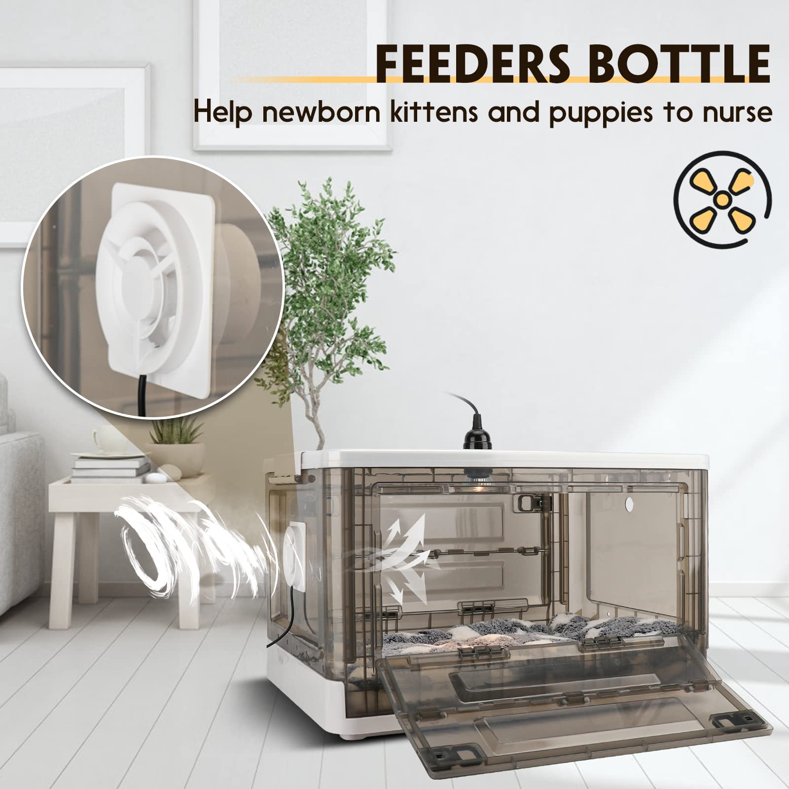 HKDQ Puppy Incubator with Heating - Puppy Incubator,Fan Ventilation Circulation Design,Kitten Incubator,Incubator for Puppies wi