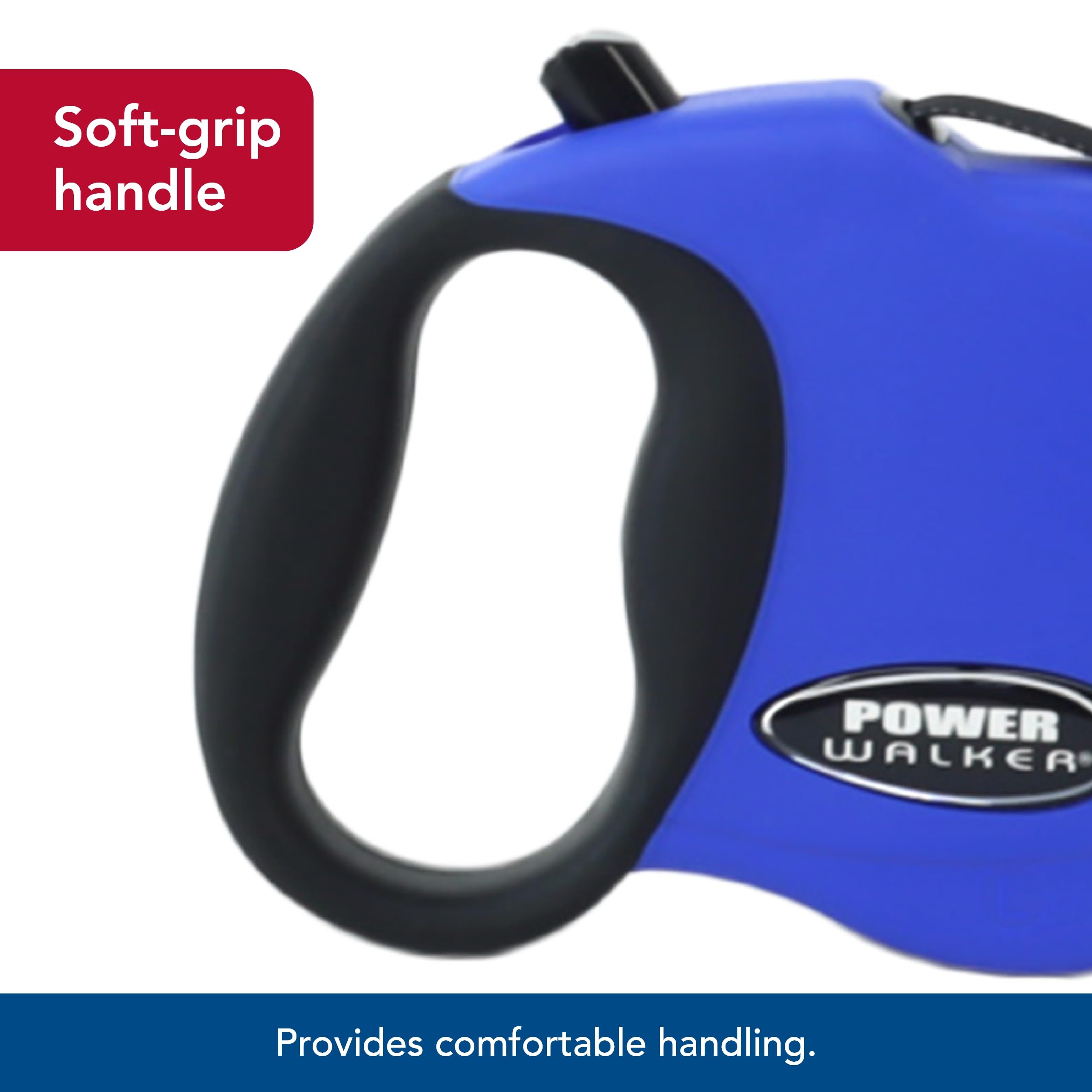 Coastal Pet Power Walker Dog Retractable Leash - Reflective Dog Leash - Stop-And-Release Control Button - Comfort Grip Handle - Blue - Small