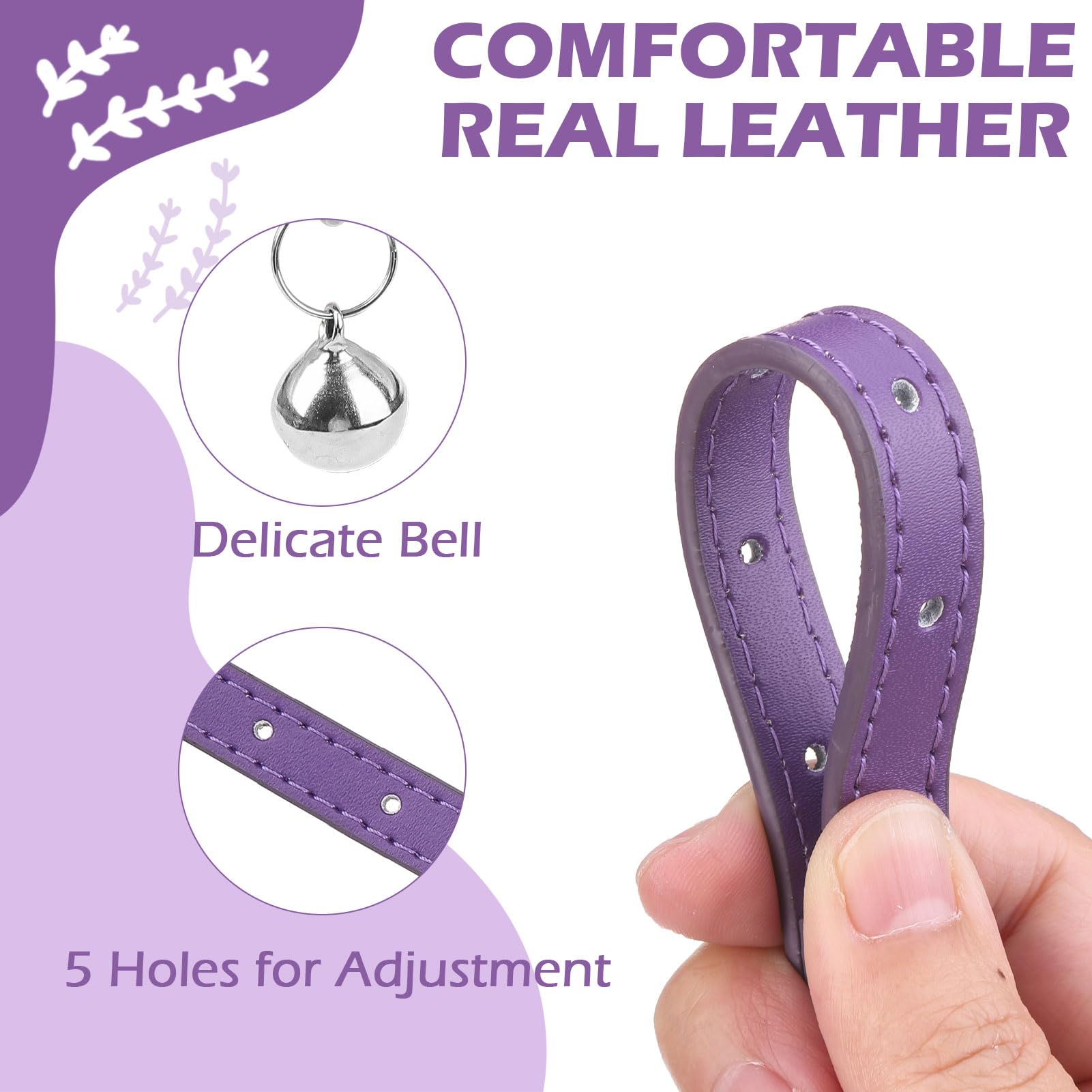 Expawlorer Cat Collar Leather With Bell And Safety Elastic Belt,Personalized Rhinestones Bling Adjustable Collars For Cats Kitty