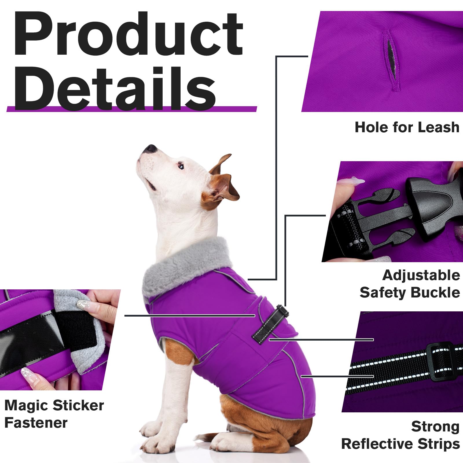 Lelepet Warm Dog Coat Reflective Dog Fleece Vest Waterproof Dog Jacket Windproof Dog Winter Coat Dog Cold Weather Coats With Adjustable Buckle Fleece Lining Dog Snowsuit Dog Coat For Large Dogs, L