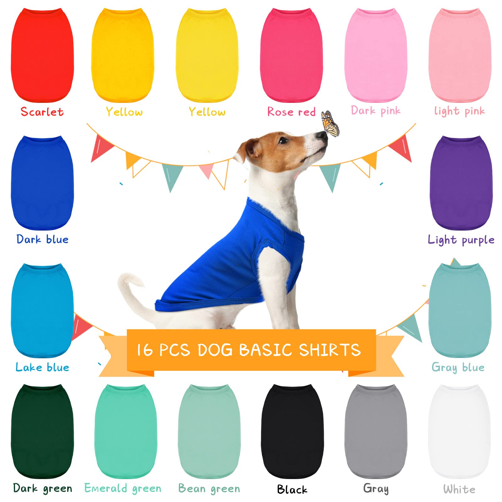 16 Pieces Small Dog Clothes Cute Blank Puppy Shirts Soft Dog Sweatshirts Breathable Outfit For Pet Cats Accessories, 16 Styles(M