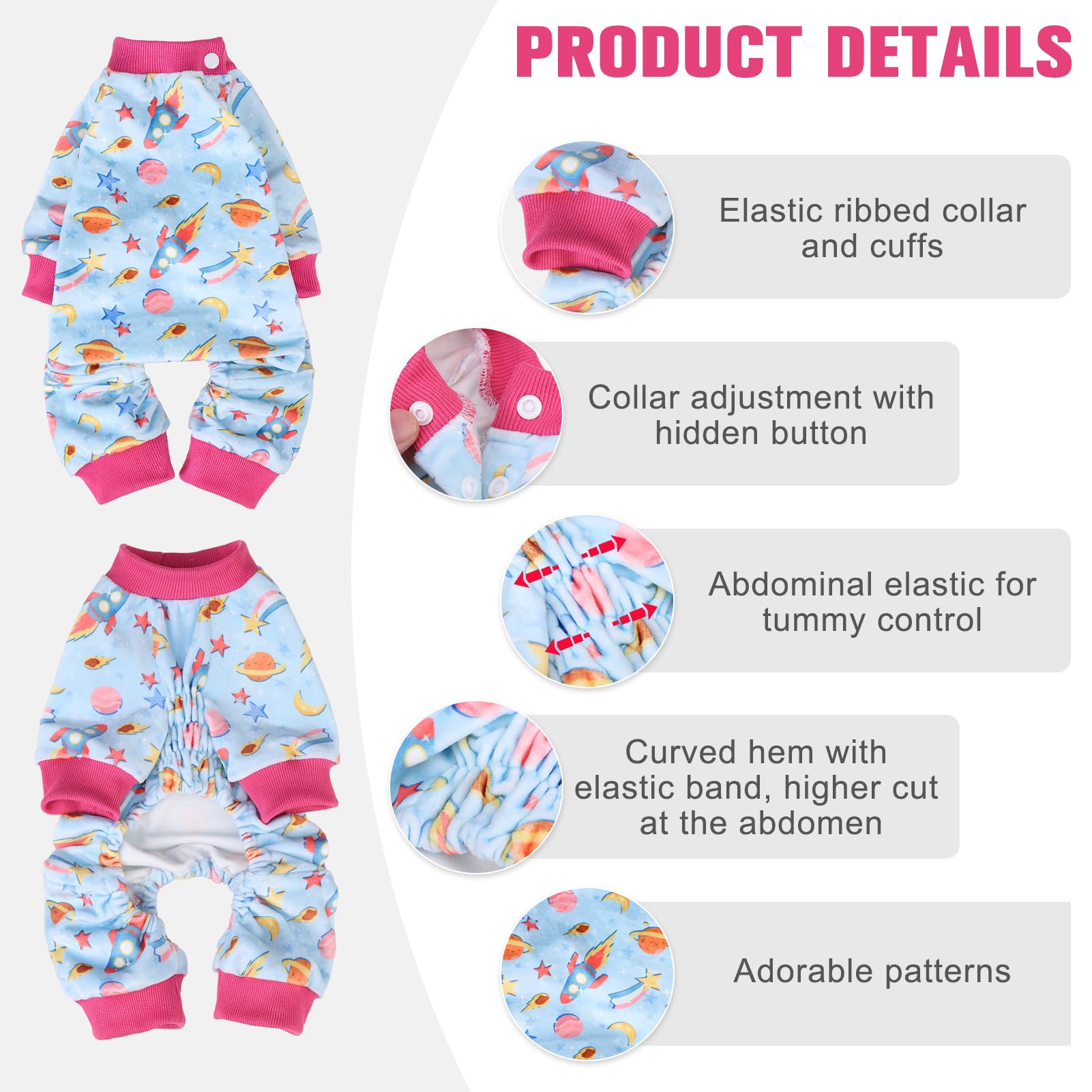 Beautyzoo Dog Pajamas For Large Dogs, Dog Pjs Winter Warm Jammies For Xx-Large Size Dogs, Soft Stretchable Fleece Dog Jumpsuit,