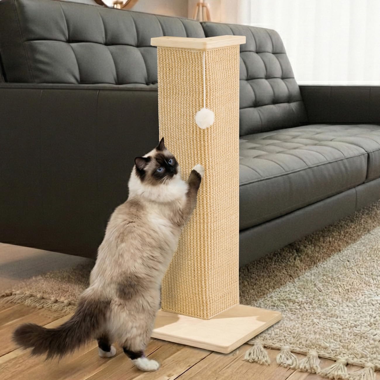 PETKARAY Couch Corner Cat Scratcher, 28 Corner Wall Scratching Post, Sisal Cat Scratch Pad for Sofa & Furniture Protection wit