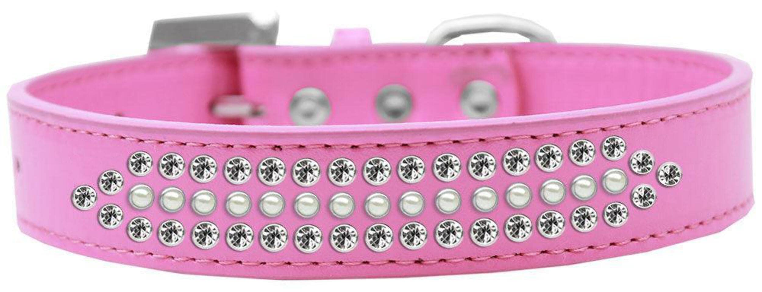 Mirage Pet Products Ritz Pearl and Clear Crystal Dog Collar, Size 20, Aqua