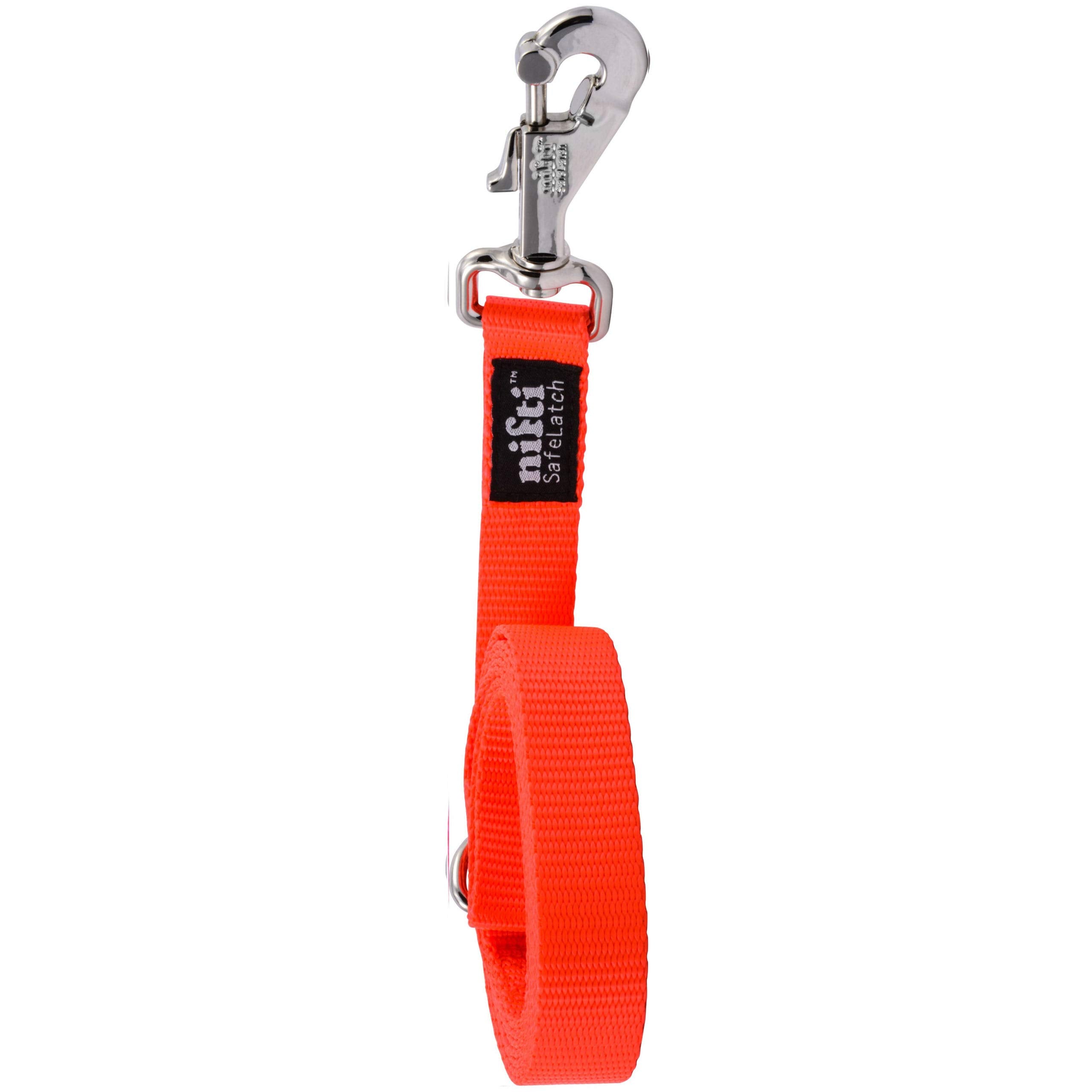 Nifti Safelatch Pet Safety Leash, Neon Orange, Med/Large Size