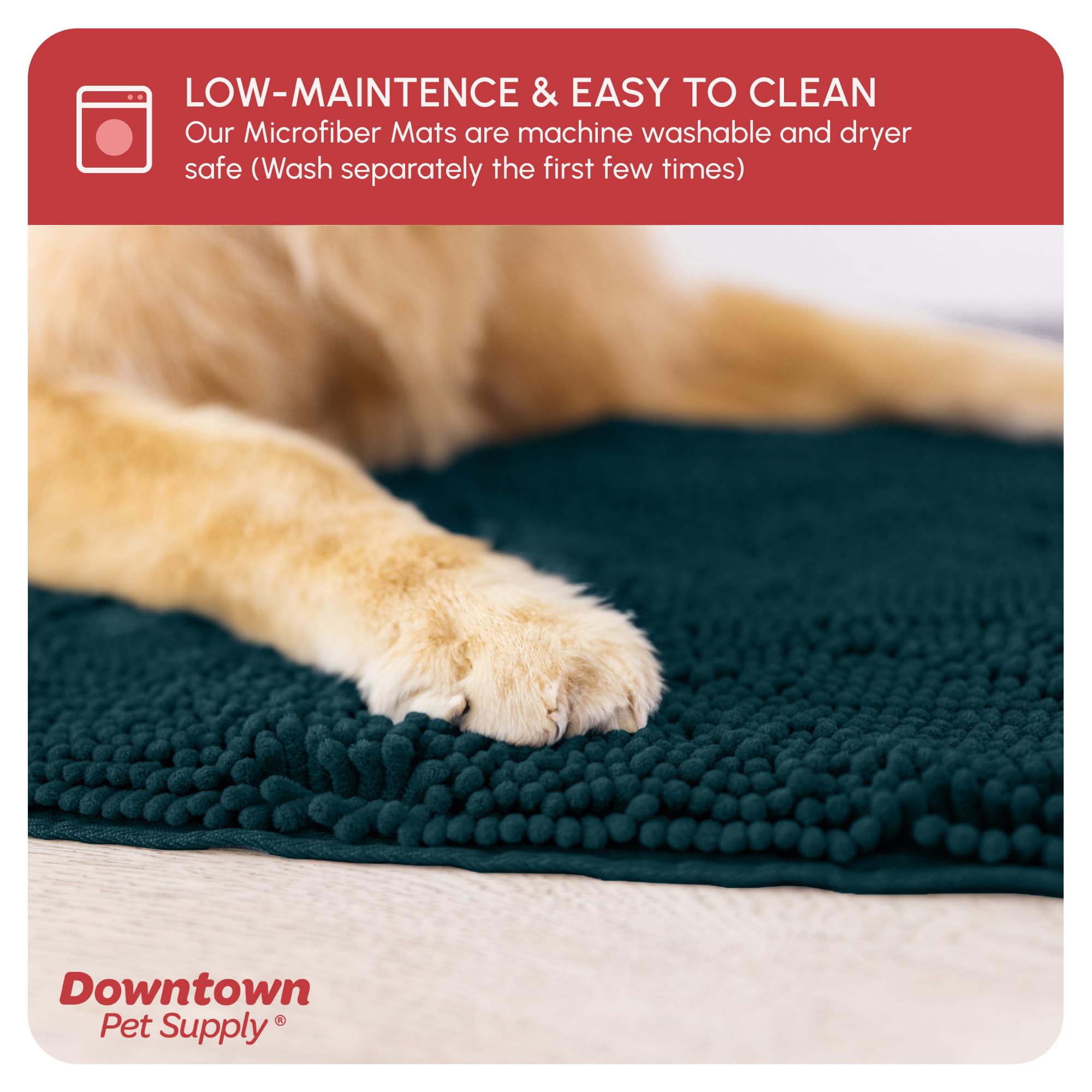 My Doggy Place - Microfiber Door Mat - Soft And Plush Pet Mat For Every Room Of The House - Dirt And Water Absorbent Mat - Washer & Dryer Safe Non-Slip Mat - Teal - L - 36 X 26 In