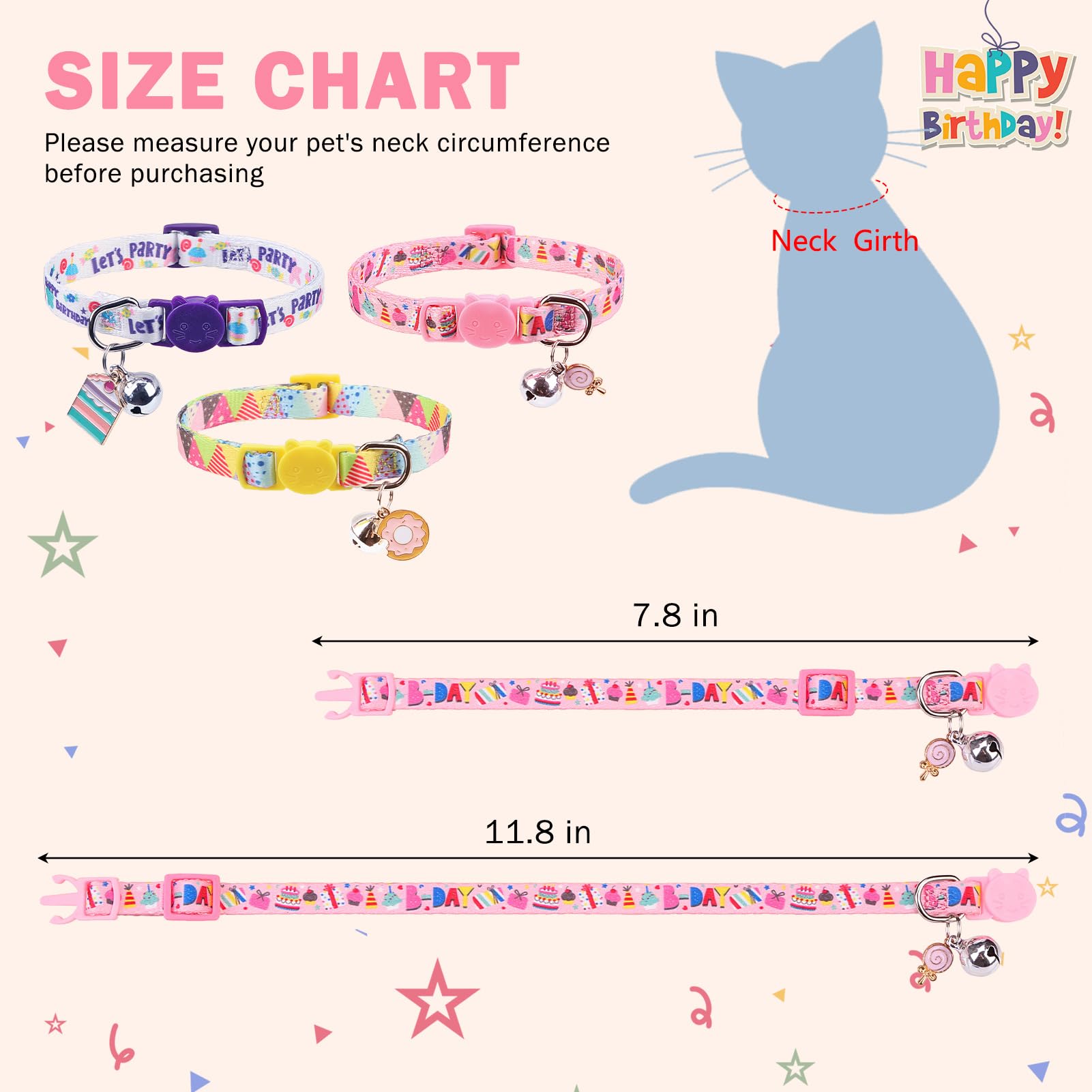 Scenereal Halloween Breakaway Cat Collar With Bells, Safety Buckle Soft Adjustable Cats Collars For Daily Wearing, Kitten Puppy