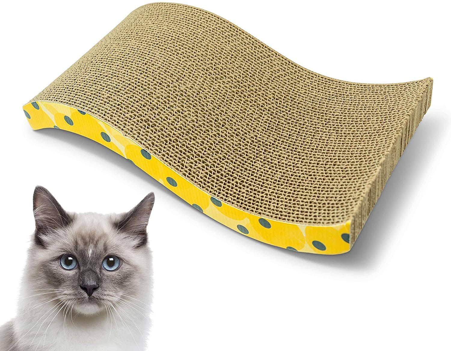 Ourpets The Wave Curved Catnip Cat Scratcher Cat Toys For Indoor Cats Great For Gifts & Interactive Toys Includes Cosmic Catnip- North-American Grown