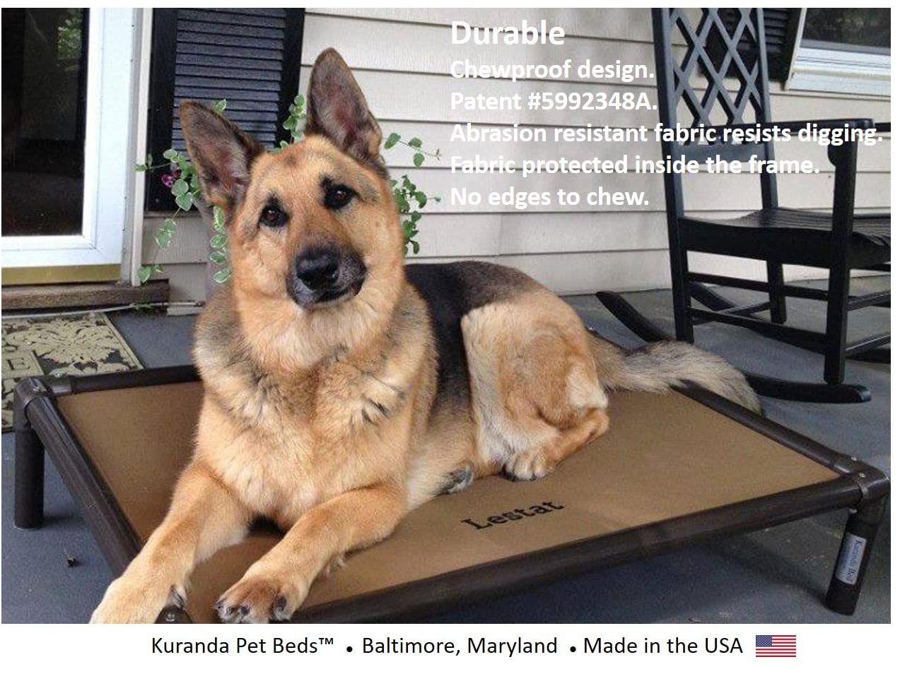 Kuranda Chewproof Dog Bed - Walnut Pvc - 44' X 27' - Sunsure Textilene - Sierra