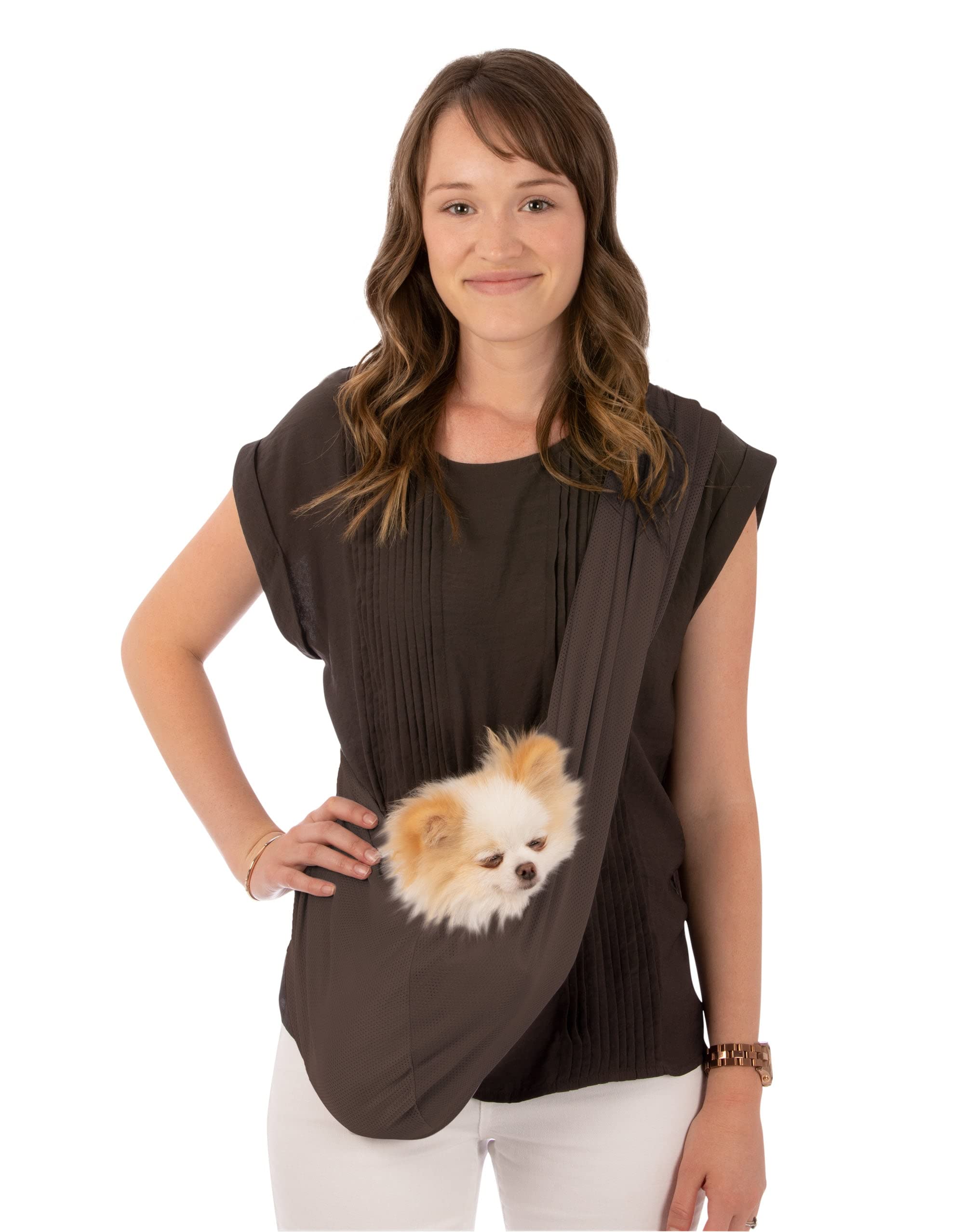 Susan Lanci Designs Premium Mesh Sport Sling Carrier For Dogs, Medium, Chocolate