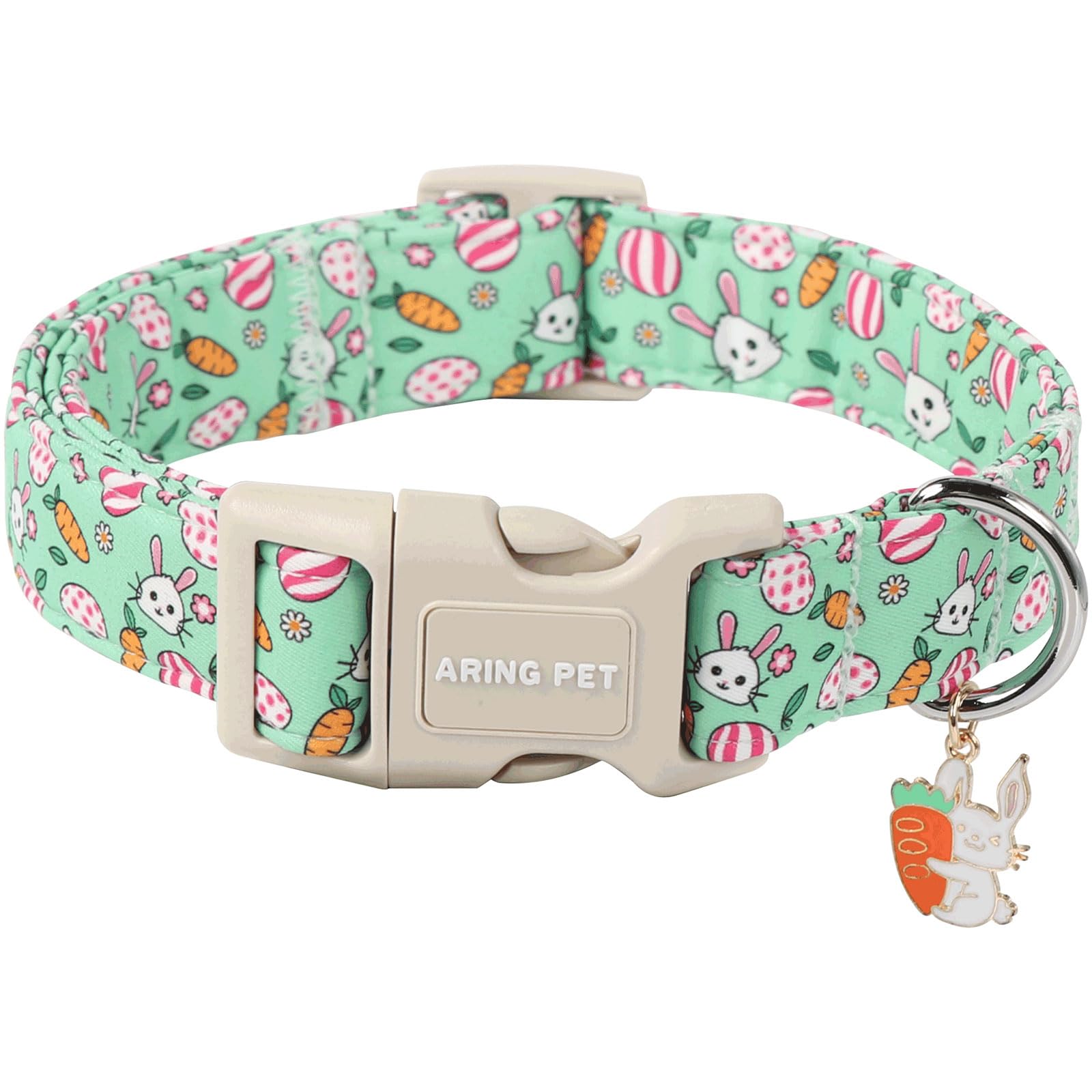 Aring Pet Easter Dog Collar-Cute Easter Eggs Dog Collar, Adjustable Rabbit&Carrot Print Pet Collars Puppy Collar With Quick Rele