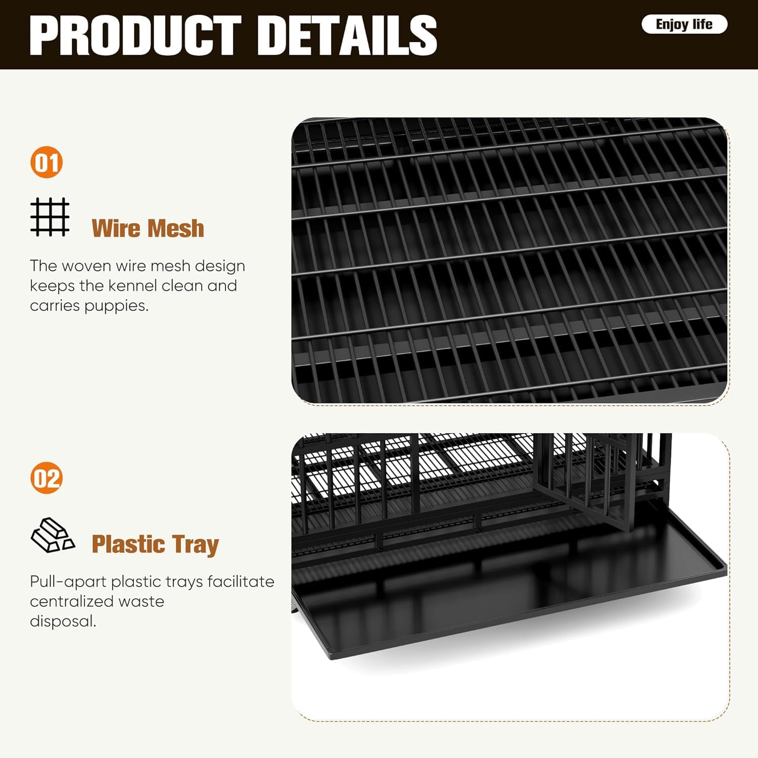 Warcat 38 Inch Heavy Duty Dog Crate Cage Indestructible Dog Crate For Large Dog With Escape Proof Metal Kennel With Double Door
