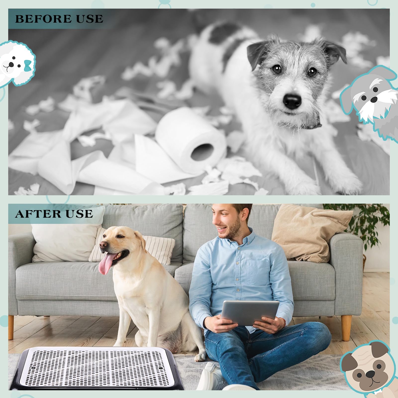 Mifoci 2 Pcs Dog Pee Pad Holder Potty Tray Portable Dog Litter Box Toilet Training For Indoor Outdoor Small Medium Large Pet Pup