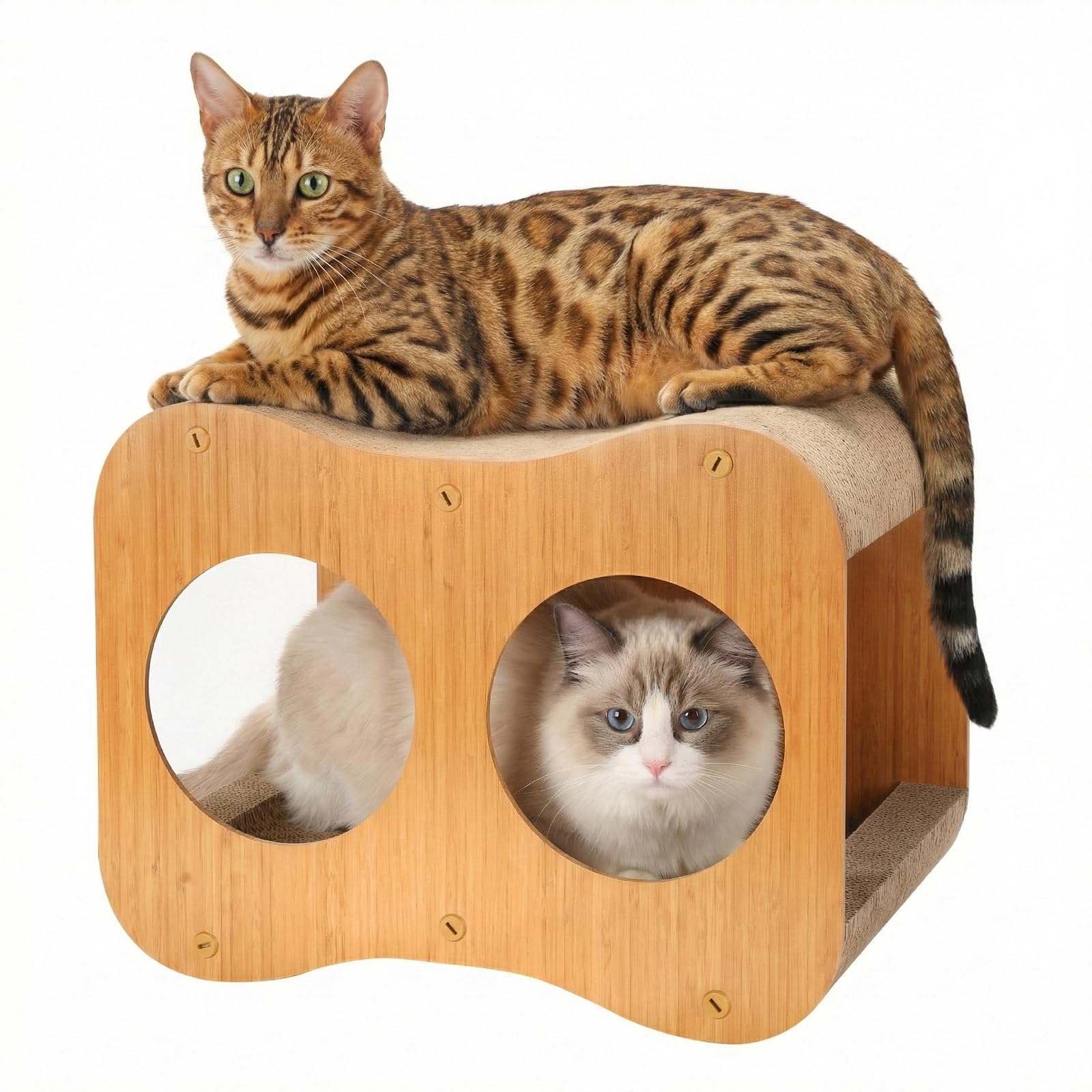 Avont Cat Scratcher House, 2-in-1 Scratch Cardboard & Scratching Pad for Indoor Cats, Double-Layer Scratch Box and Corrugated Bo
