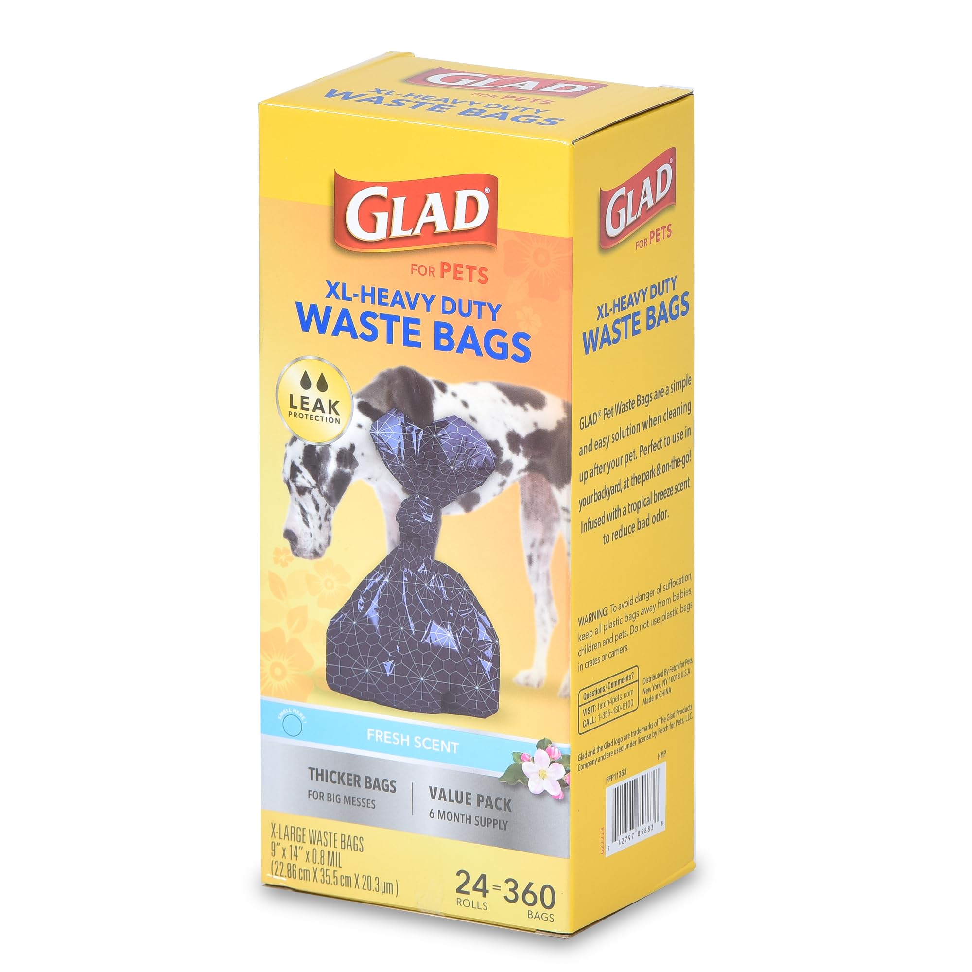 Glad Extra Large, Heavy Duty Scented Dog Waste Bags Value Pack - 360 Count