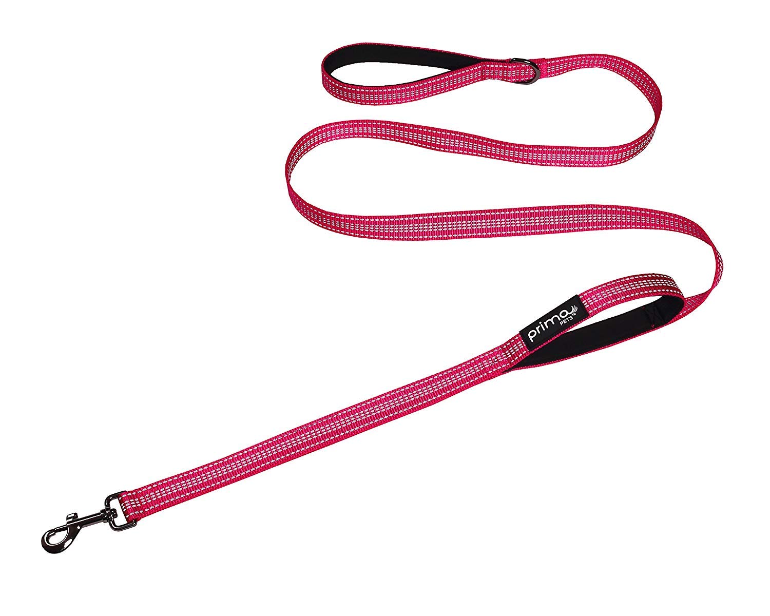 Reflective 6 Feet Nylon Dog Leash with Padded Double Handles, Heavy Duty Neoprene Handle for Control Safety Training, for Medium