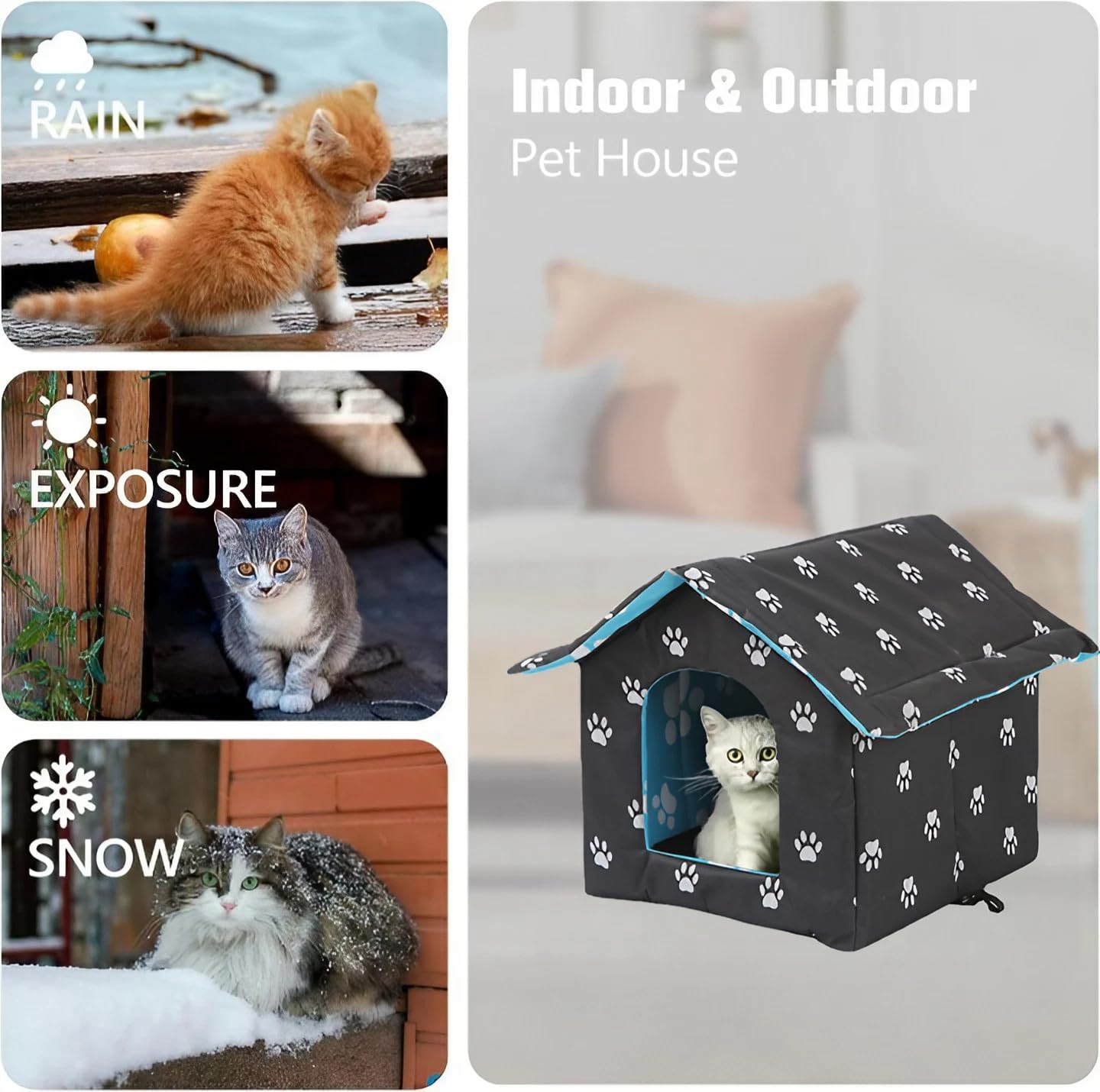 Chris Good Feral Cat House, Cat House Outdoor, Waterproof Shelter For Stray Cats, Weatherproof For Winter (Black Claw, Large)