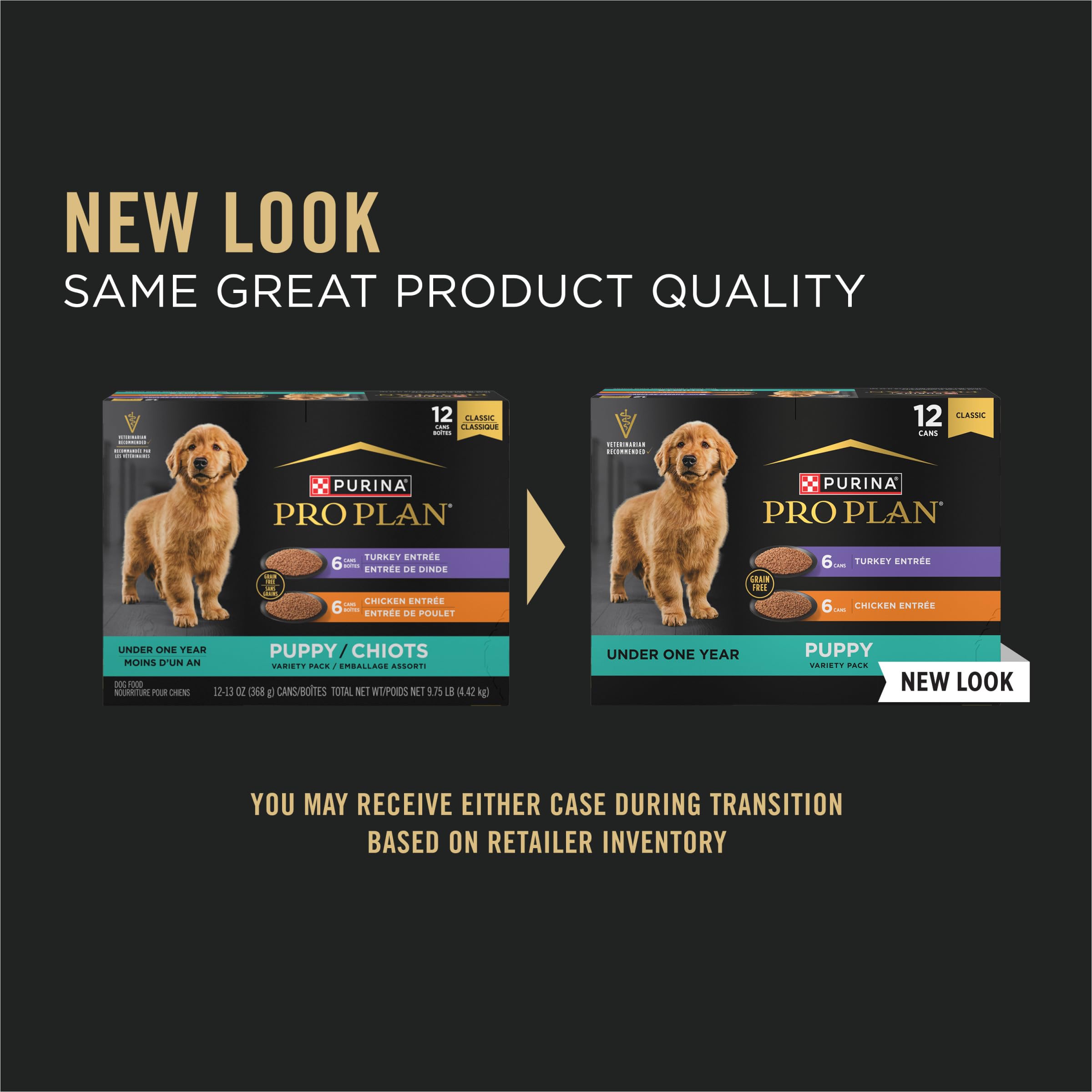 Purina Pro Plan Development Wet Puppy Food, Grain Free Chicken Entree and Grain Free Turkey Entree Variety Pack - (Pack of 12) 1