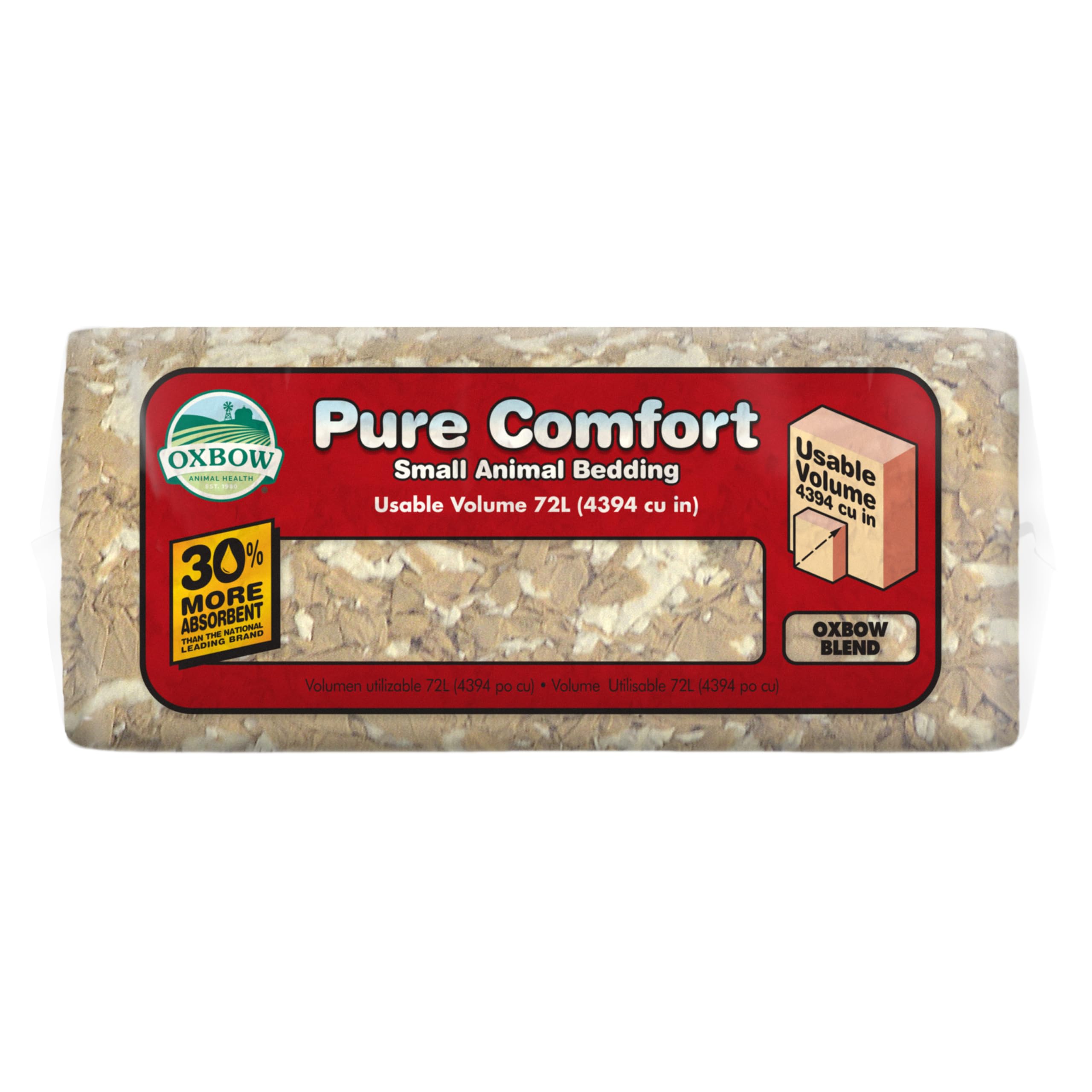 Oxbow Pure Comfort Small Animal Bedding - Odor & Moisture Absorbent, Dust-Free Bedding For Small Animals, Blend, 72 Liter Bag