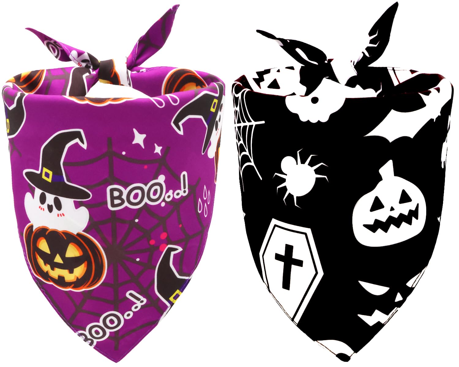 CozyHaus Halloween Dog Bandanas,Pumpkin and Cute Ghost Pet Scarf,Seasonal Outfit for Boy and Girl Dogs,Reversible Holiday Dog Co
