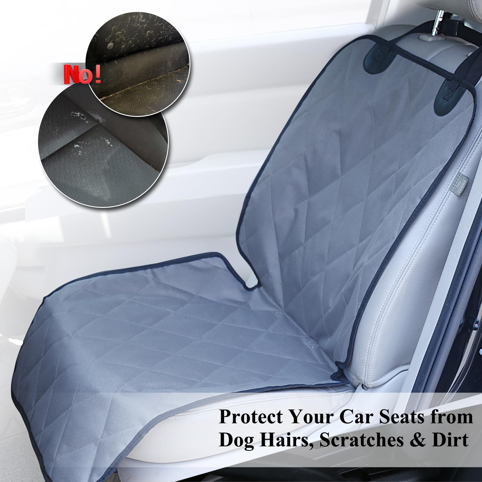 Vivaglory Front Dog Seat Covers, 2Pack No-Skirt Design Protectors For Bucket Seats, Quilted 600D Oxford With Anti-Slip Back For