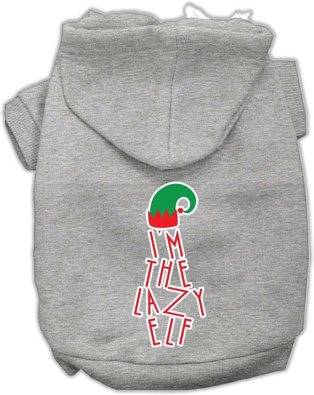 Lazy Elf Screen Print Pet Hoodie Grey Med 12