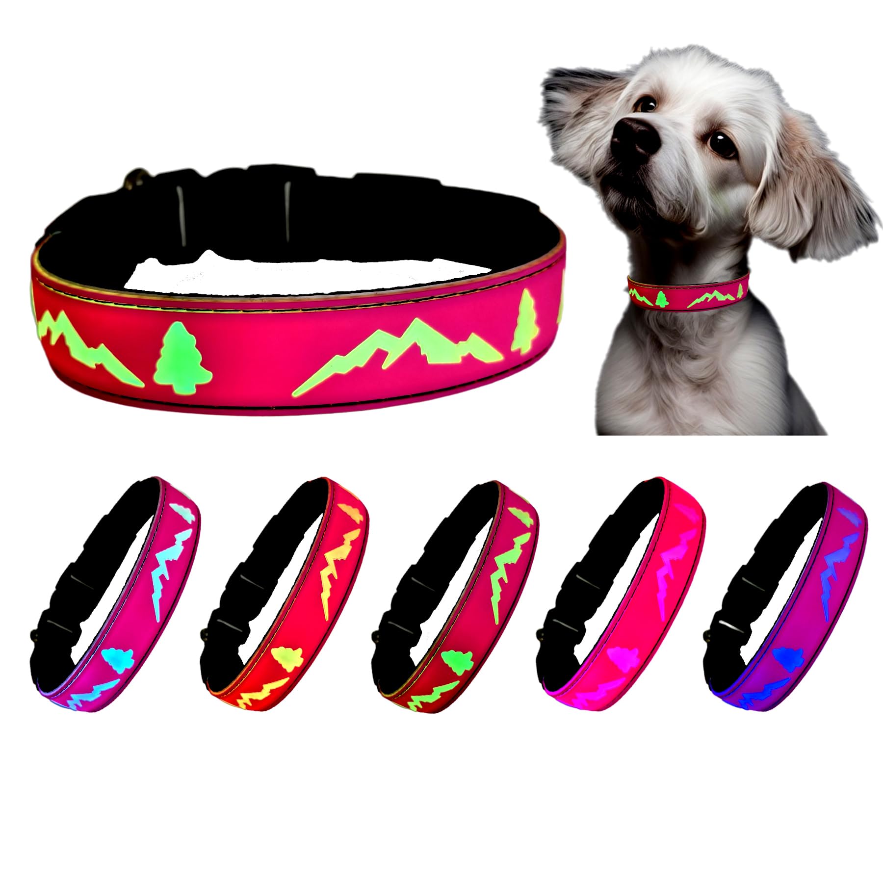 Dogled Led Dog Collar, 15 Light Modes, Usb-C Rechargeable, Silicone Material, Adjustable Size, (Pink, Xl(19.7-23.6'))