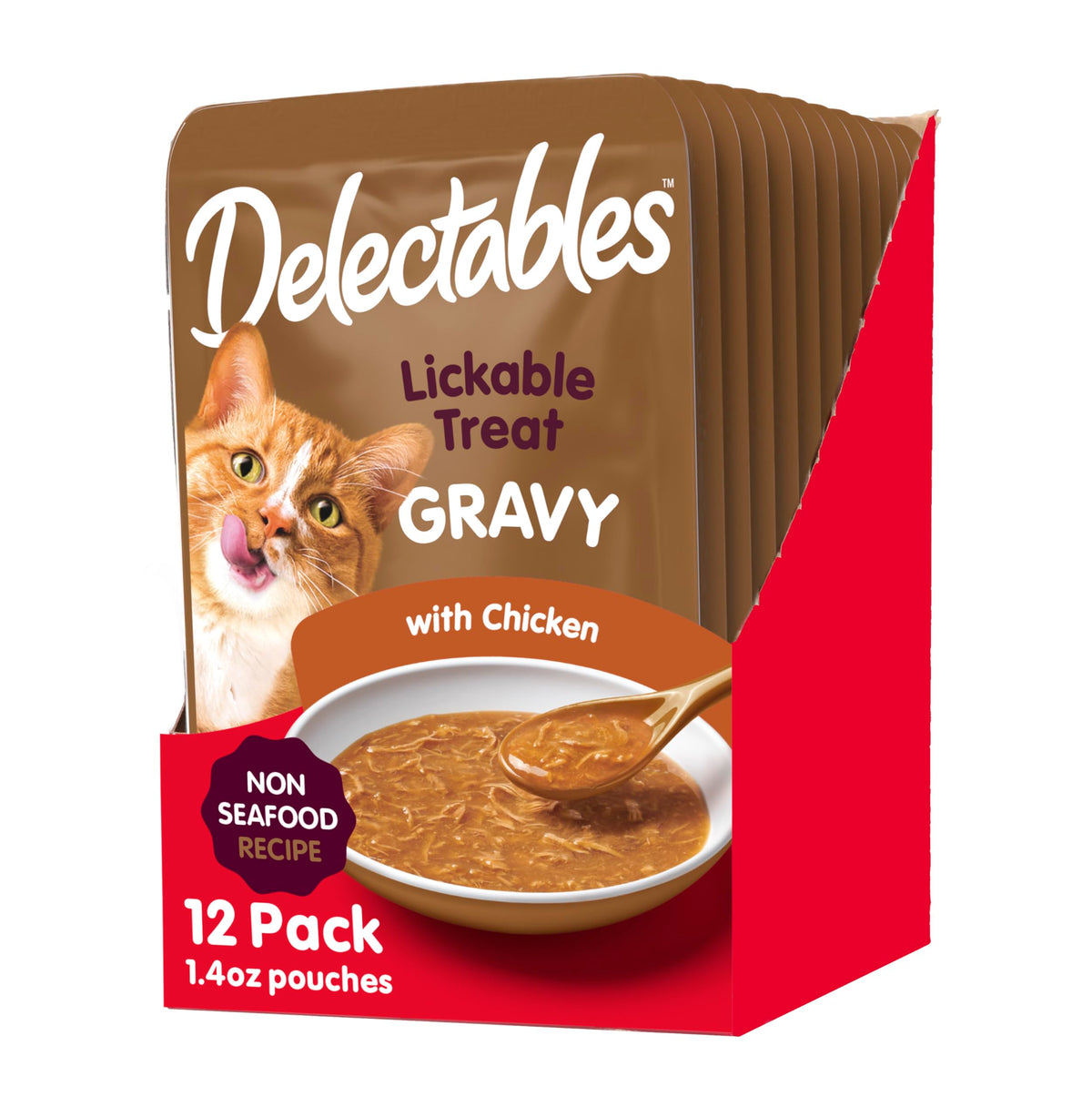 Hartz Delectables Gravy Non-Seafood Lickable Wet Cat Treat & Food Topper, Chicken, 12 Pack, 1.40 Ounce (Pack Of 12)