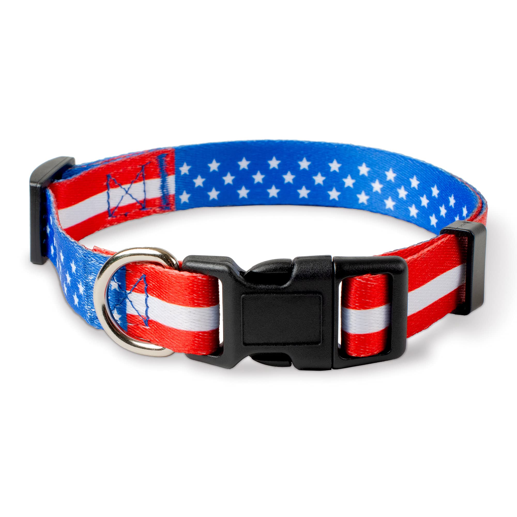 Native Pup American Flag Dog Collar- Red White and Blue- Patriotic Collars for 4th of July, USA- Adjustable Small, Medium, Large