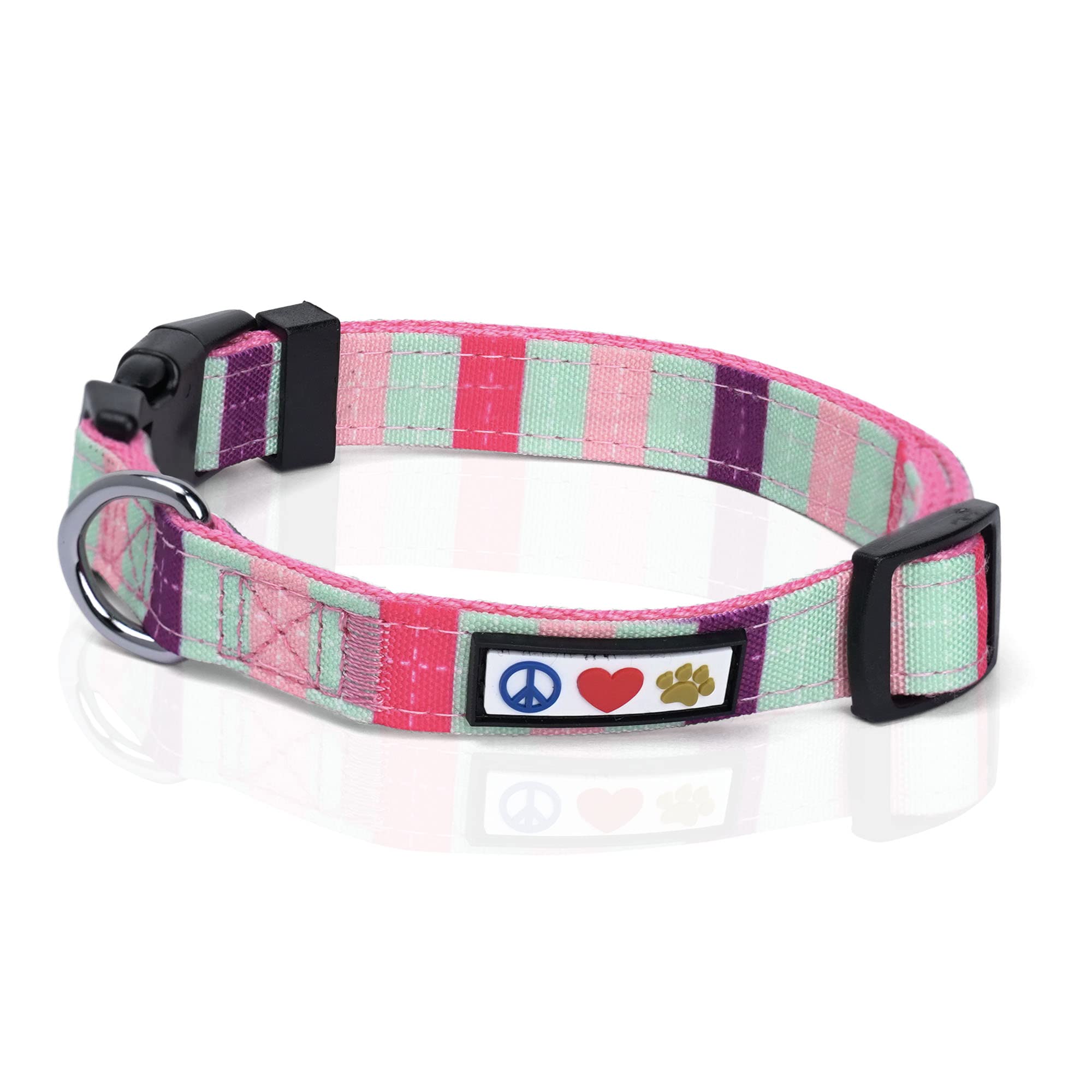 Pawtitas Pet Soft Adjustable Solid Color Nylon Puppy/Dog Collar Personalized Customizable Dog Collar Embroidered Customize W Pet
