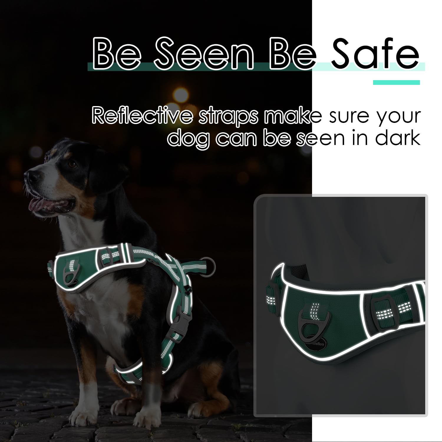 Adventuremore Small Dog No Pull Harness With Qr Code Tag, Adjustable Reflective Vest, Front Clip Handle For Training Walking Tea