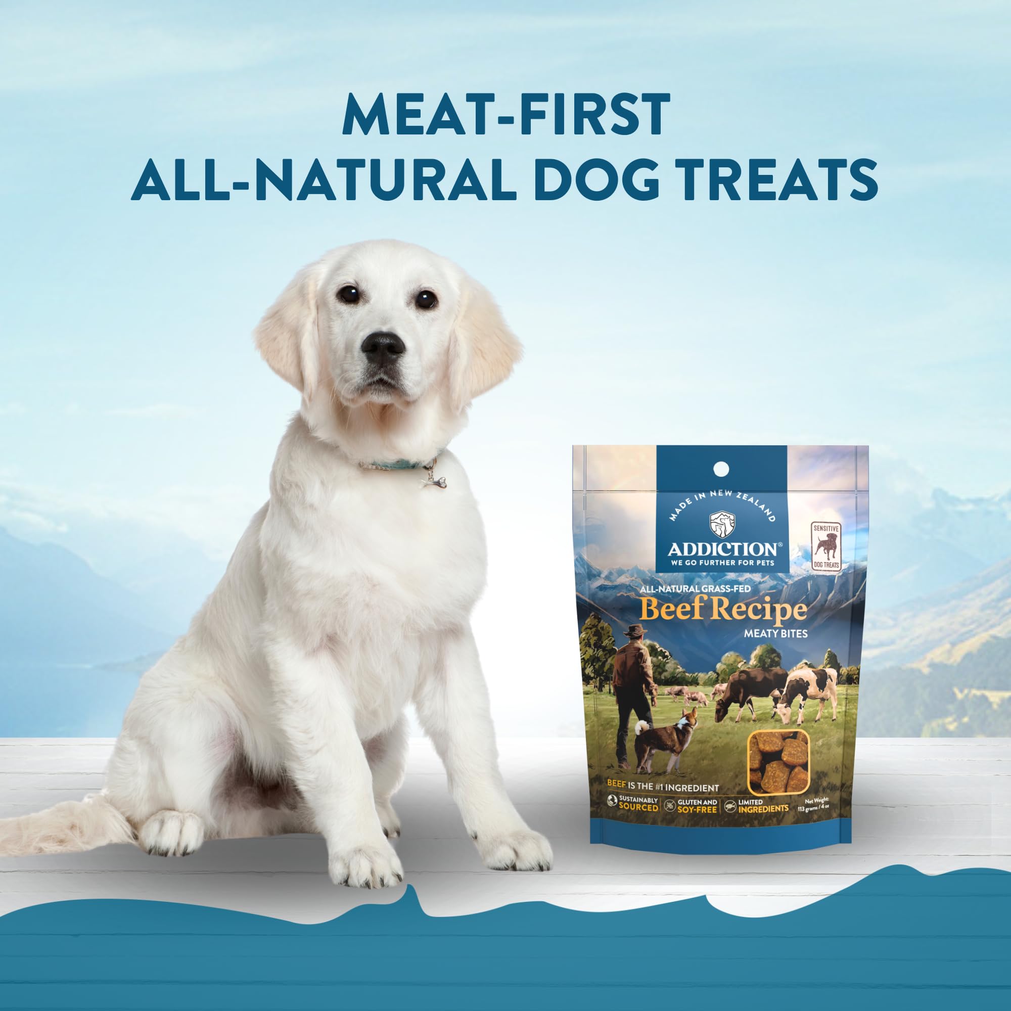 Addiction Meaty Bites Beef Recipe - Dog Treats - Crafted in New Zealand - High Meat Content - Grain and Gluten-Free - Soft and A