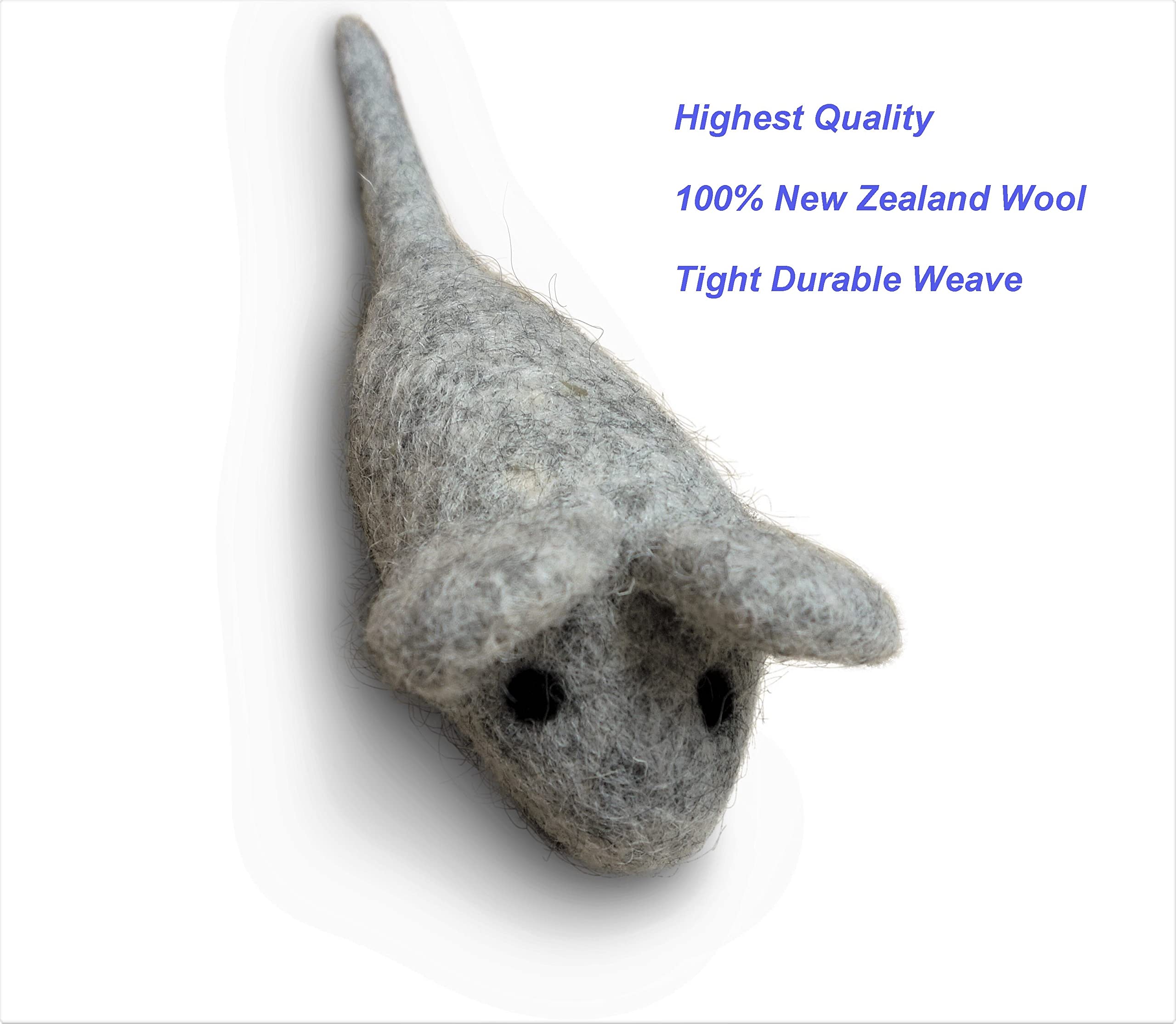 Earthtone Solutions Cat Mouse Toy - 3 Felted Wool Mouse Toys Without Catnip For Indoor Cats And Kittens - Large Handmade Mice