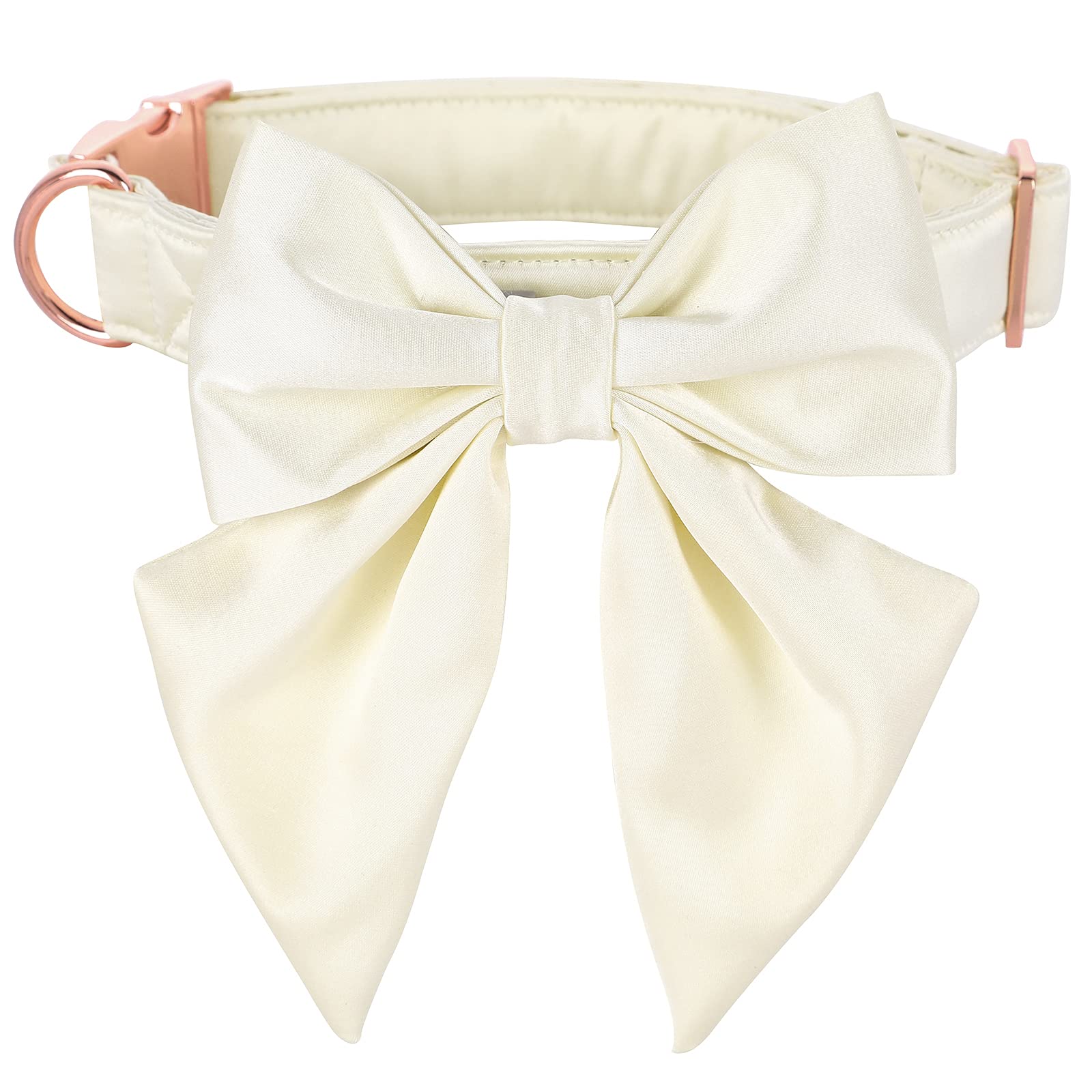Lionet Paws Bowtie Dog Collar - Comfortable Silk Dog Collar With Detachable Bow Tie For Medium Dogs, Neck 13.5-22 Inches