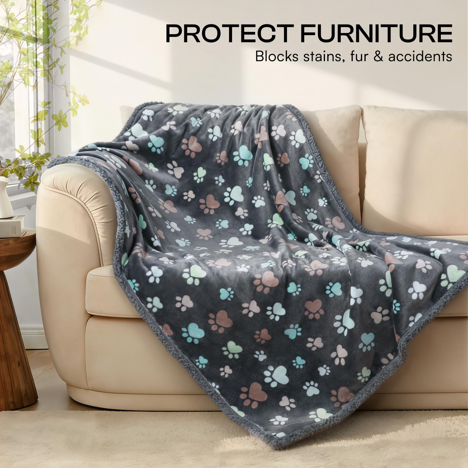 Luciphia Waterproof Pet Blankets for Couch Sofa Bed Cover Cat Liquid Pee Proof Washable Soft Fluffy Large Dog Blanket Reversible