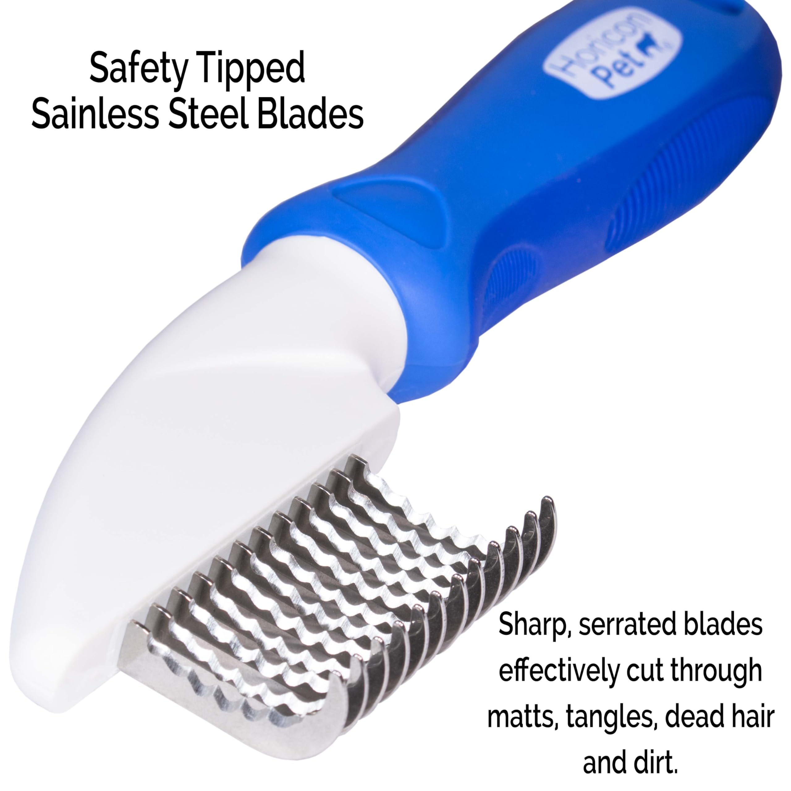 Horicon Pet 12 Blade Dog Dematting Comb - Removes Knots, Matted Fur, & Tangles Gently For Dogs, Cats & Small Animals