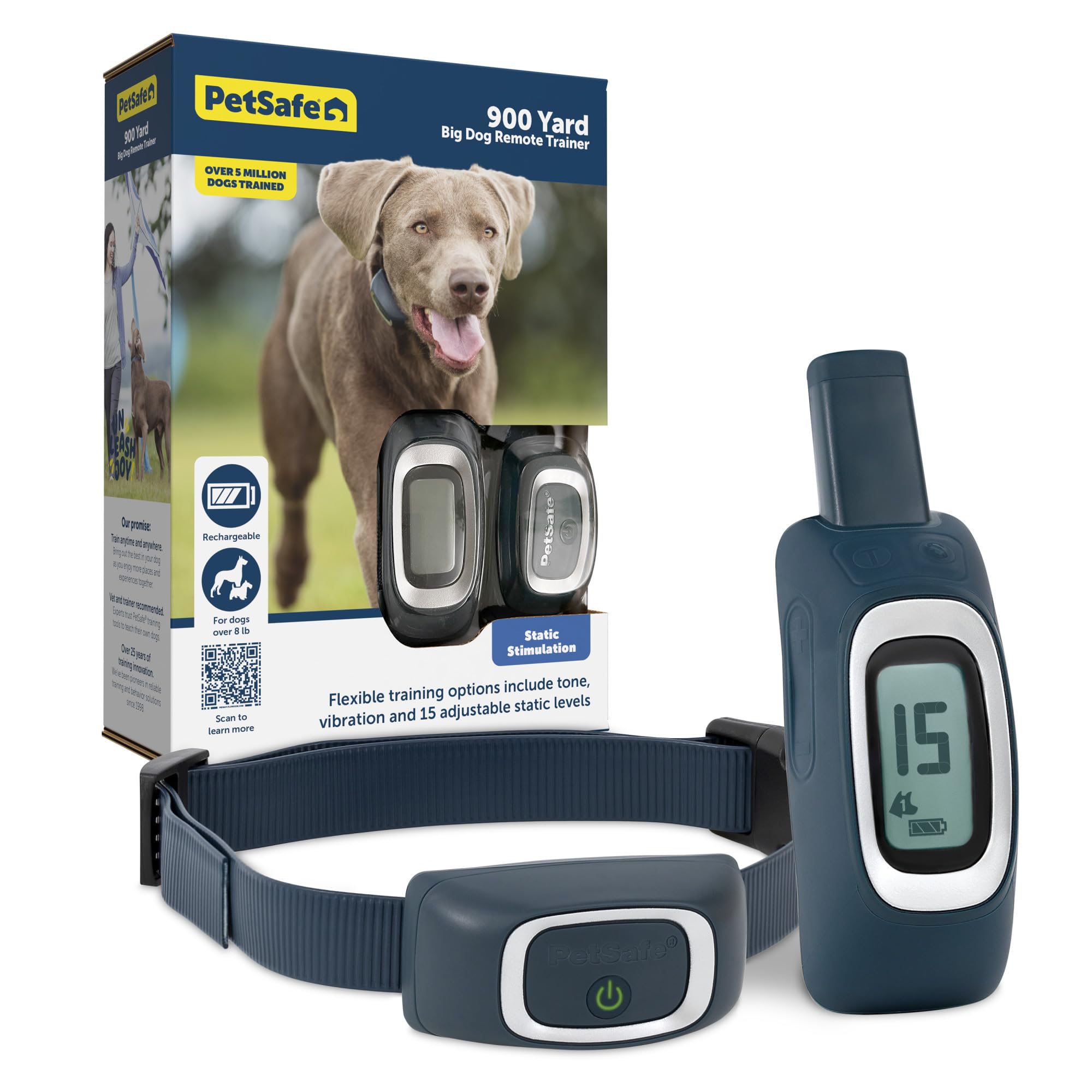 Petsafe 900 Yard Remote Training Collar - Choose From Tone, Vibration, Or 15 Levels Of Static Stimulation - Longest Range Option For Training Off Leash Dogs - Waterproof And Durable - Rechargeable