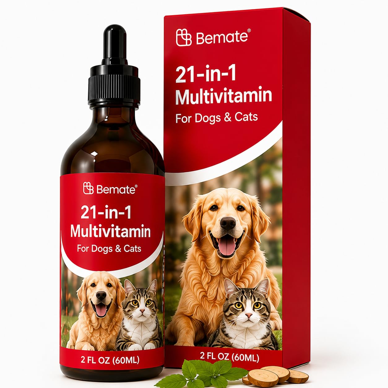 Bemate 21-in-1 Dog Vitamins Multivitamin with Goji & Astragalus - Daily Vitamin Supplement for Immune Support, Digestion & Vital