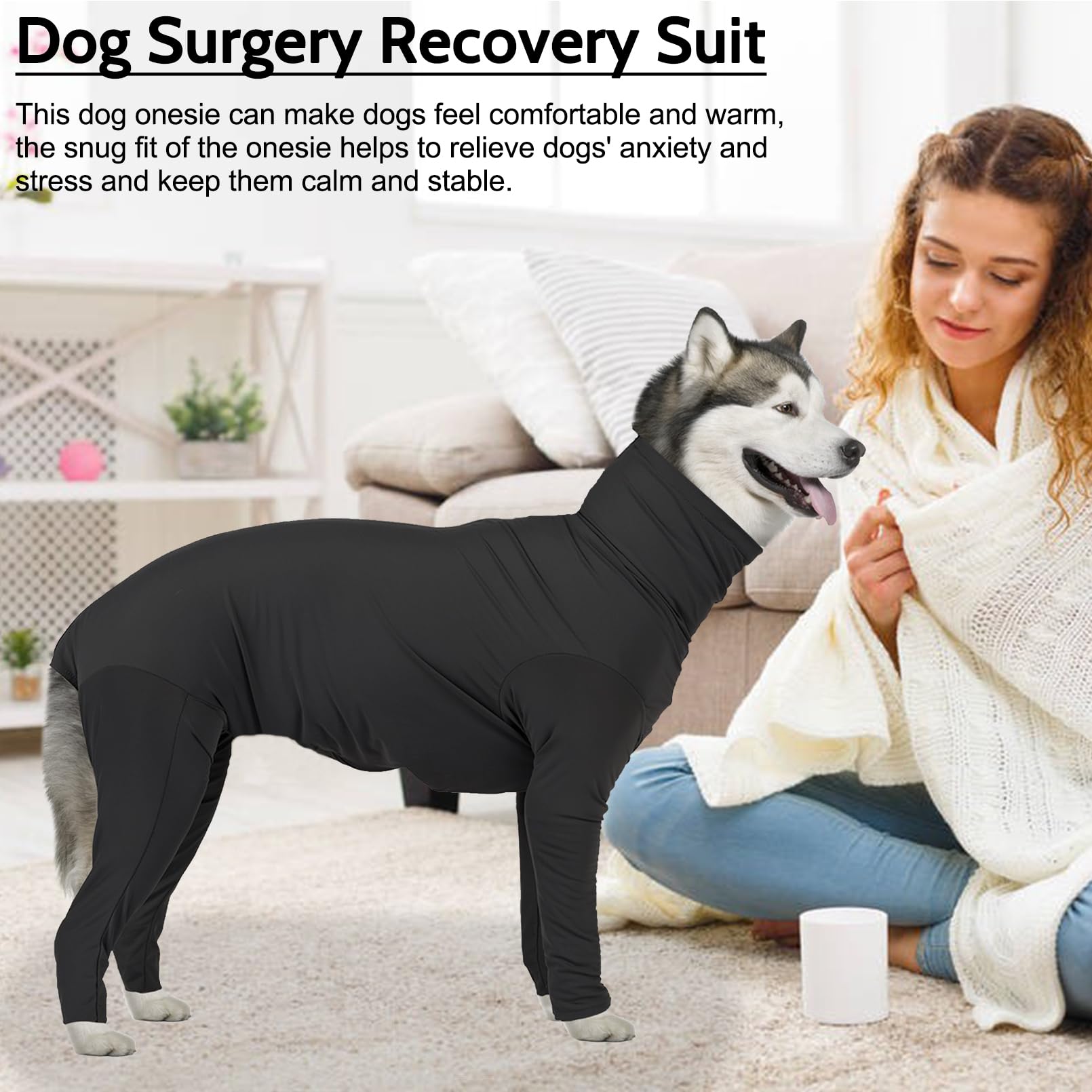 Hamiledyi Dog Onesie Anti-Licking Dog Bodysuit Spay Surgical Recovery Suit for Dogs Pet Cone Alternative After Surgery Full Body