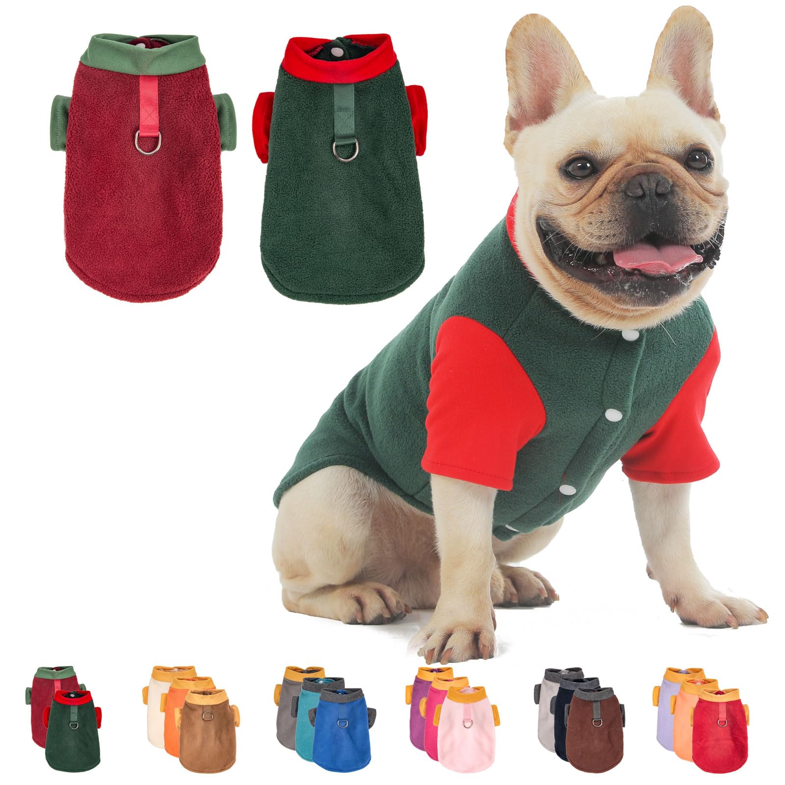 Christmas Sweater Clothes For Small Medium Dogs - Boy And Girl Dog Jacket Winter Coat With O-Ring Leash Stretchy Warm Sweatshirt