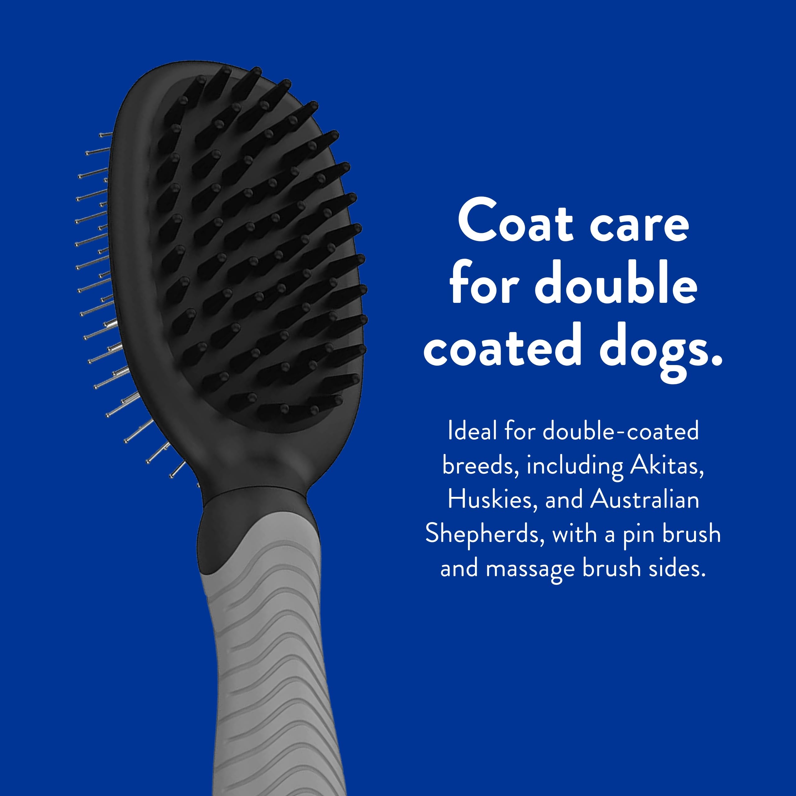 WAHL Professional Double Sided Bath Pin Brush for Dogs, 1 Count, Rubber, Black and Gray, Model #858477, Ideal for Akitas, Huskies & Shepherds