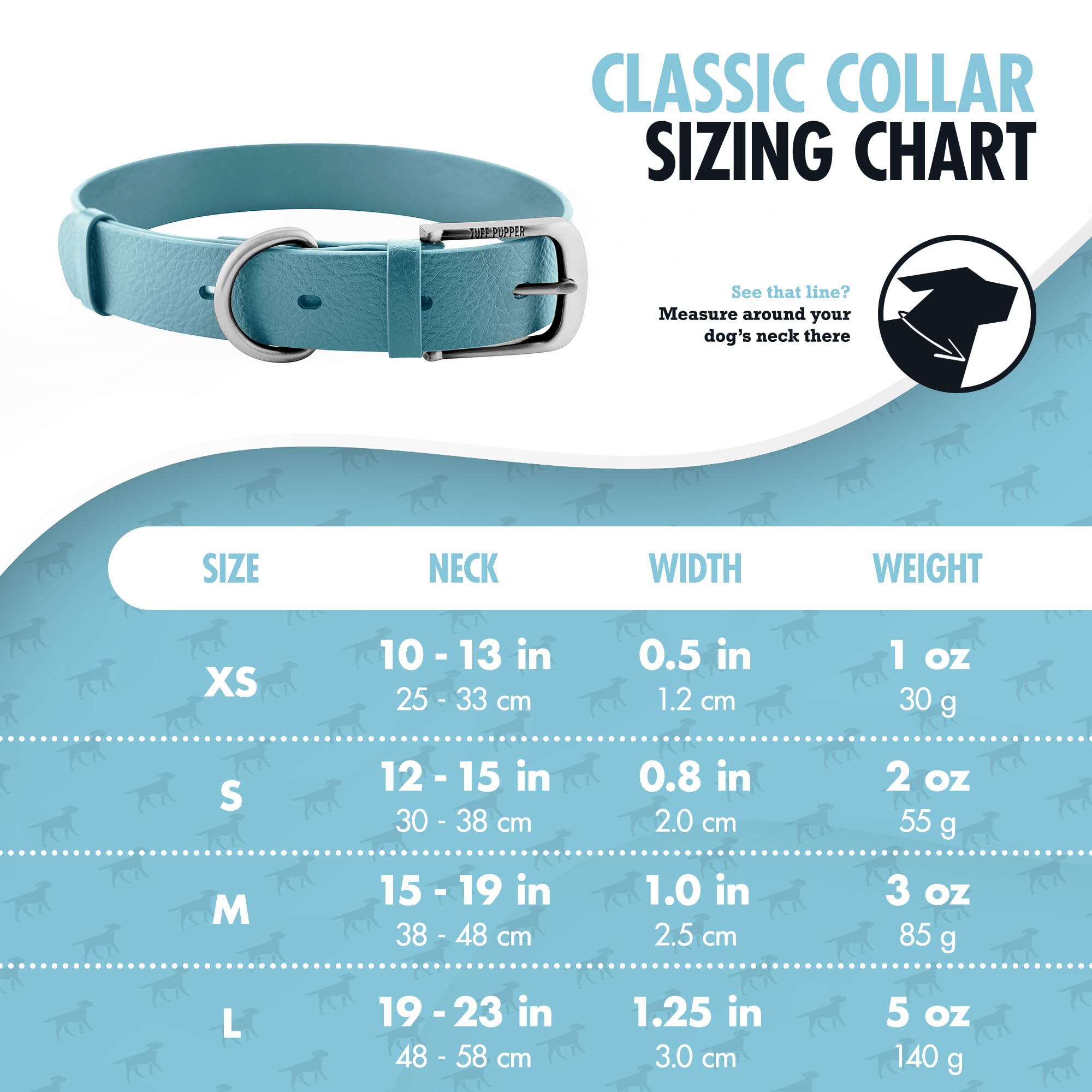 Tuff Pupper Classic Heavy Duty Dog Collar | 10X Stronger Than Leather | 100% Waterproof & Odor Proof Dog Collar | Tough Rust-Pro