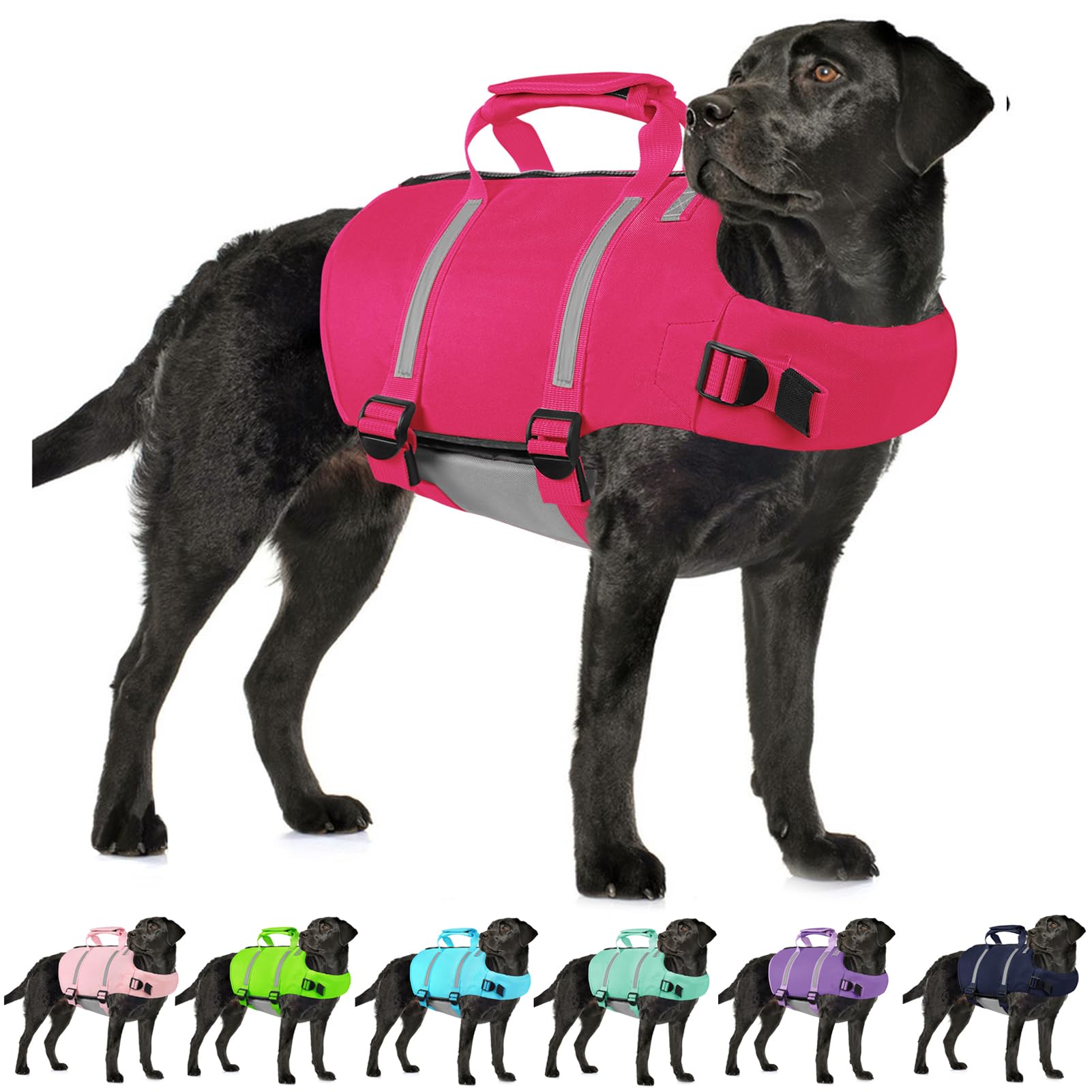 Aofitee Dog Life Jacket Large, Xl Dog Life Vest For Swimming, Xl Dogs Swim Vest, High Buoyancy Pet Float Life Preserver With Bac