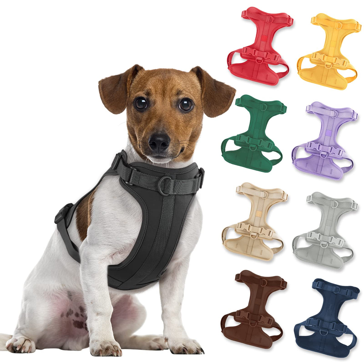 No Pull Lightweight Dog Harness: Adjustable Durable Breathable Mesh Pet Vest Harness With Soft & Comfortable Cushion, For Small Medium Large Dogs (Medium, Black)