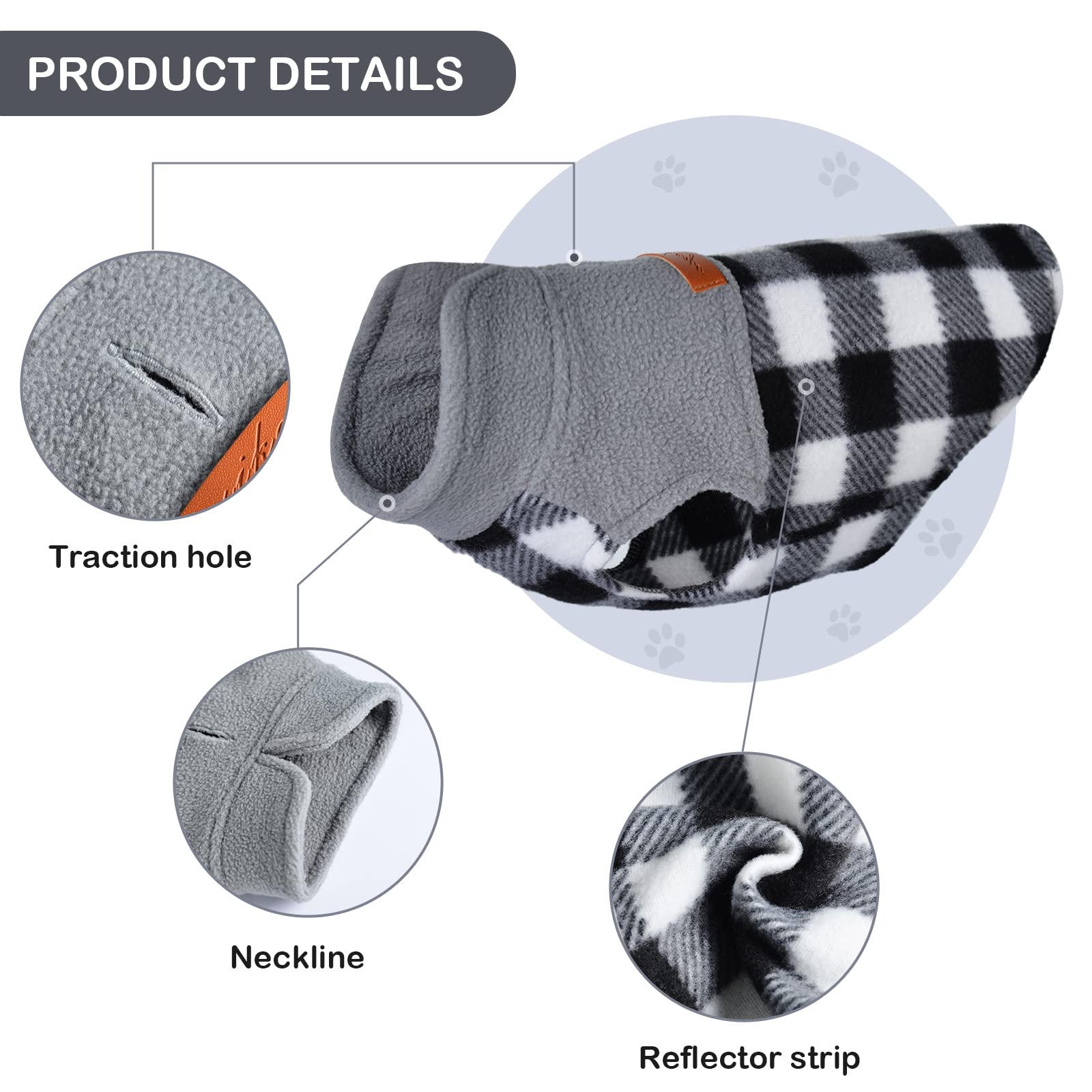 Kosiyi Fleece Vest Dog Sweater With Leash Hole - Lightweight Cold Weather Coat for Small Dogs - Stretchy Sweatshirt Pet Clothes