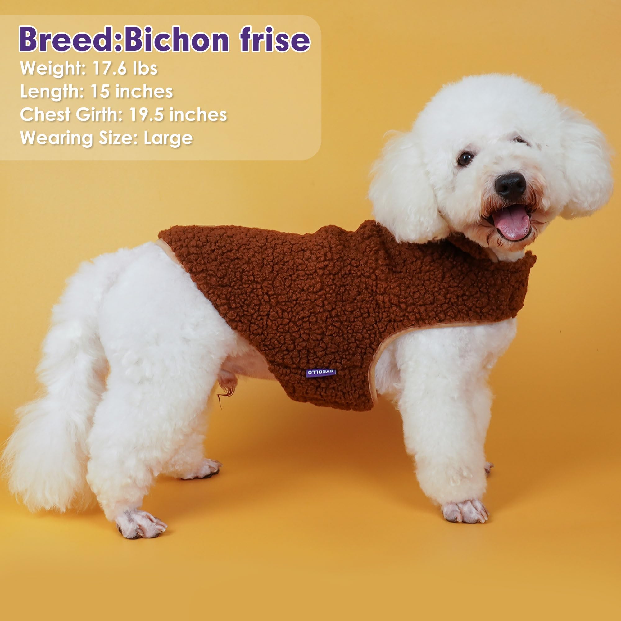 Cyeollo Warm Dog Coat Fleece Sherpa Winter Sweater, Turtleneck Jacket Vest For Medium Large Big Dogs, Soft Reversible Coat For C