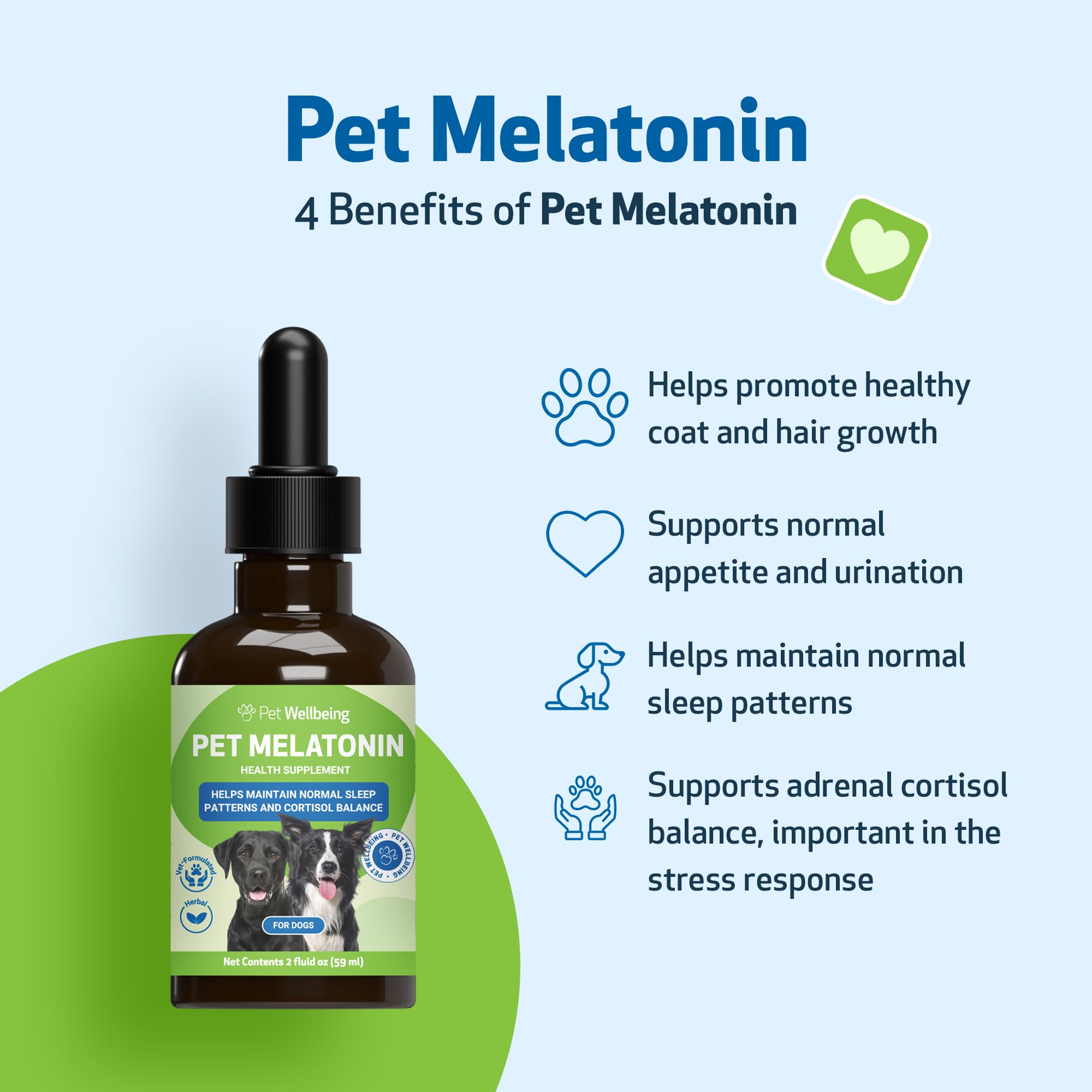 Pet Wellbeing Pet Melatonin for Dogs - Supports Adrenal Health, Cortisol Balance, Helps Maintain Normal Sleep Patterns - Veterin
