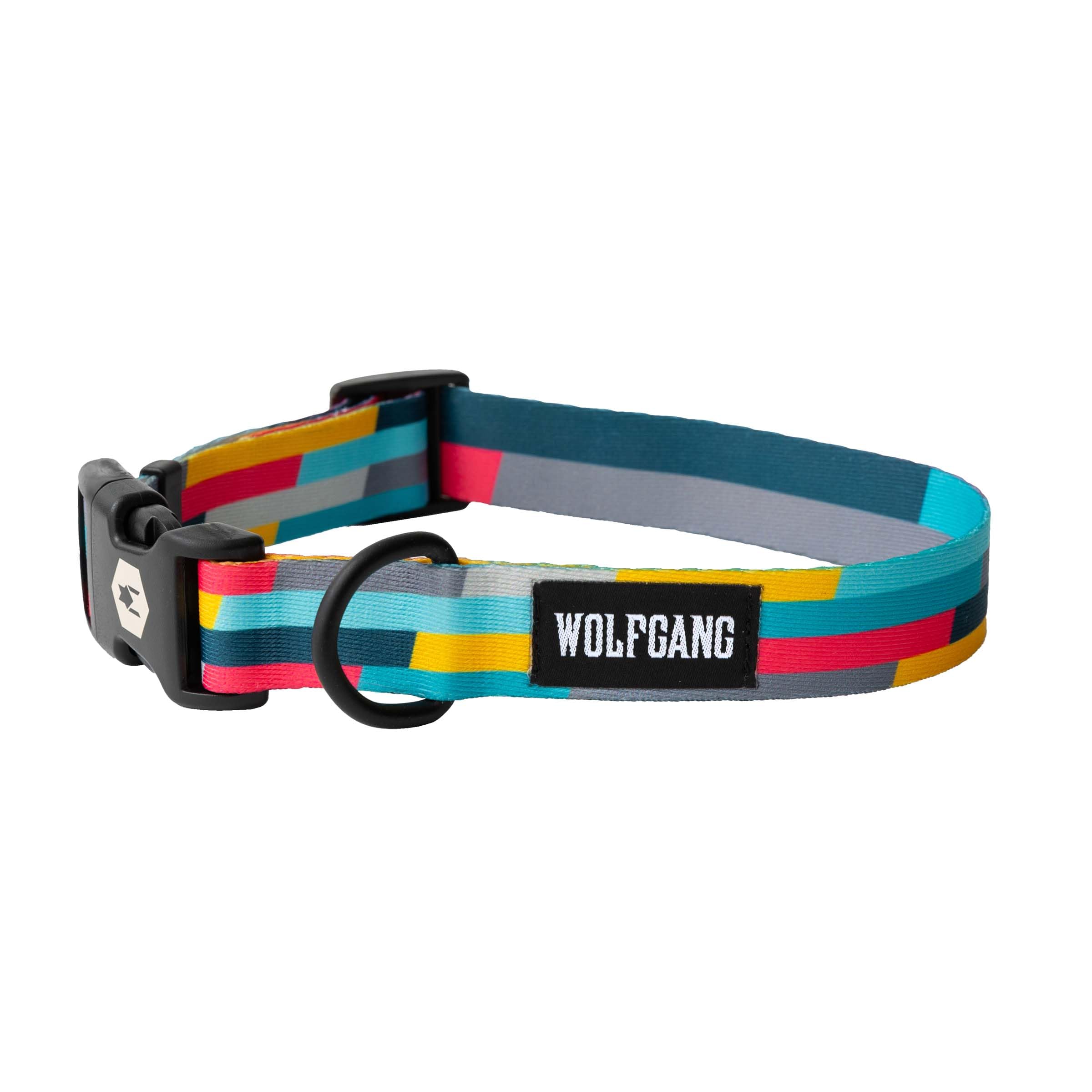 Wolfgang Heavy Duty, Adjustable Dog Collar with Quick Release Nylon Buckle for Walking & Training, ShatterShapes Print, Medium